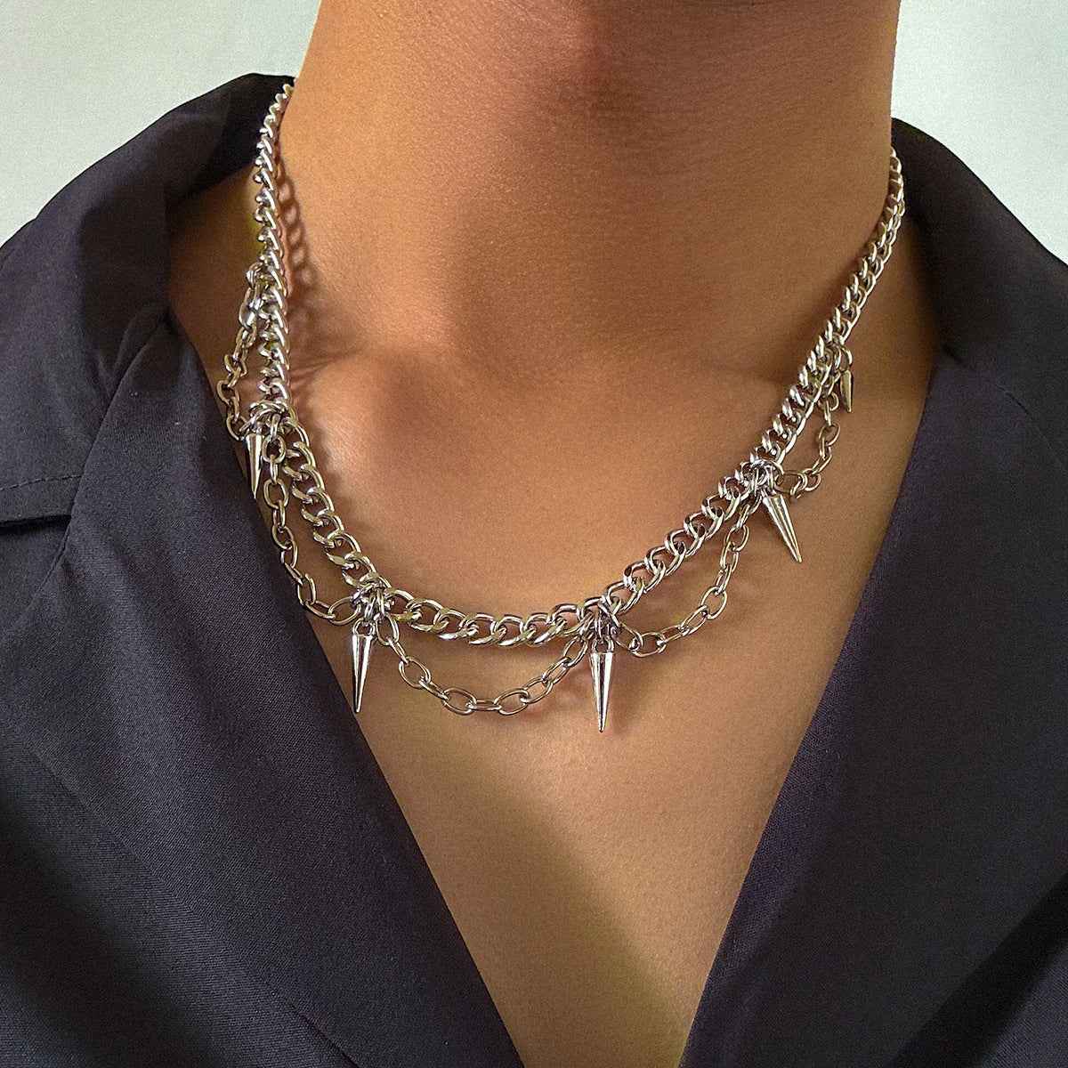 Tassel Rivet & Spike Necklace - Damned Threads