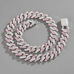 Cuban Chain With Diamond-Studded Design Necklace & Bracelet Set - Damned Threads