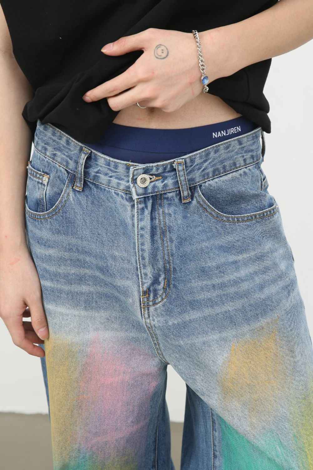 Men's Contrast Wide Leg Jeans - Damned Threads