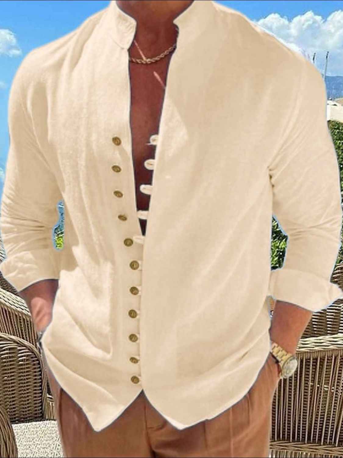 Men's Full Size Button Front Long Sleeve Shirt Plus Size - Damned Threads