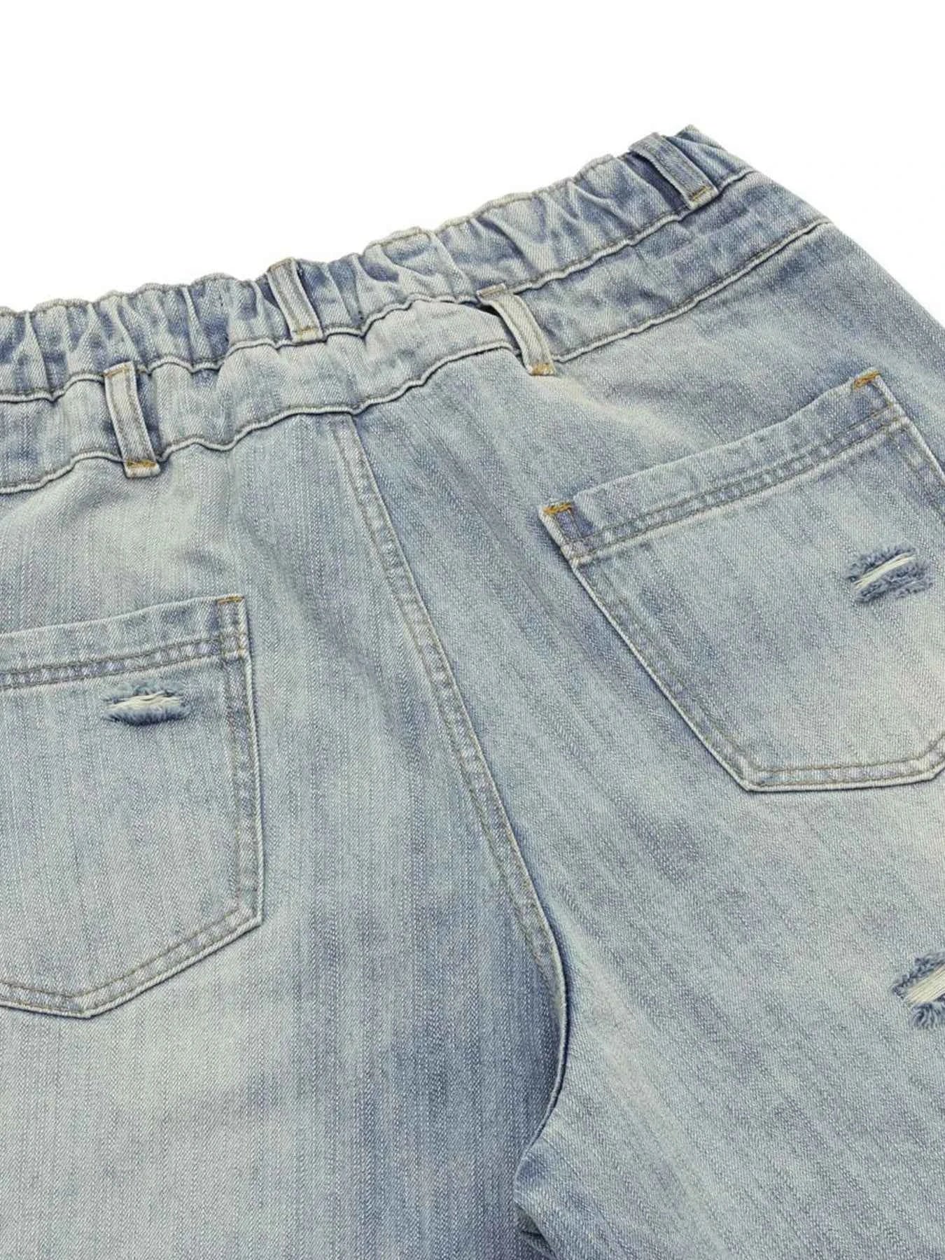 Men's Washed Wide Leg Cropped Jeans