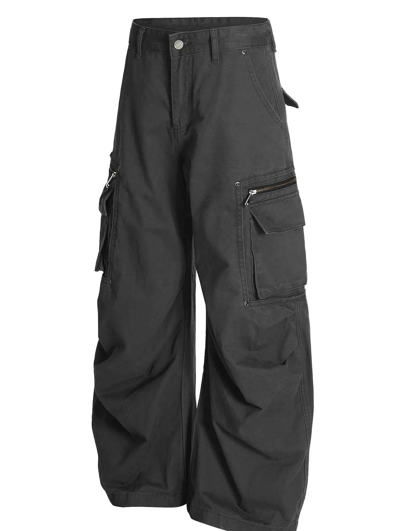 Men's Cargo Curved Pants with Multi Pockets