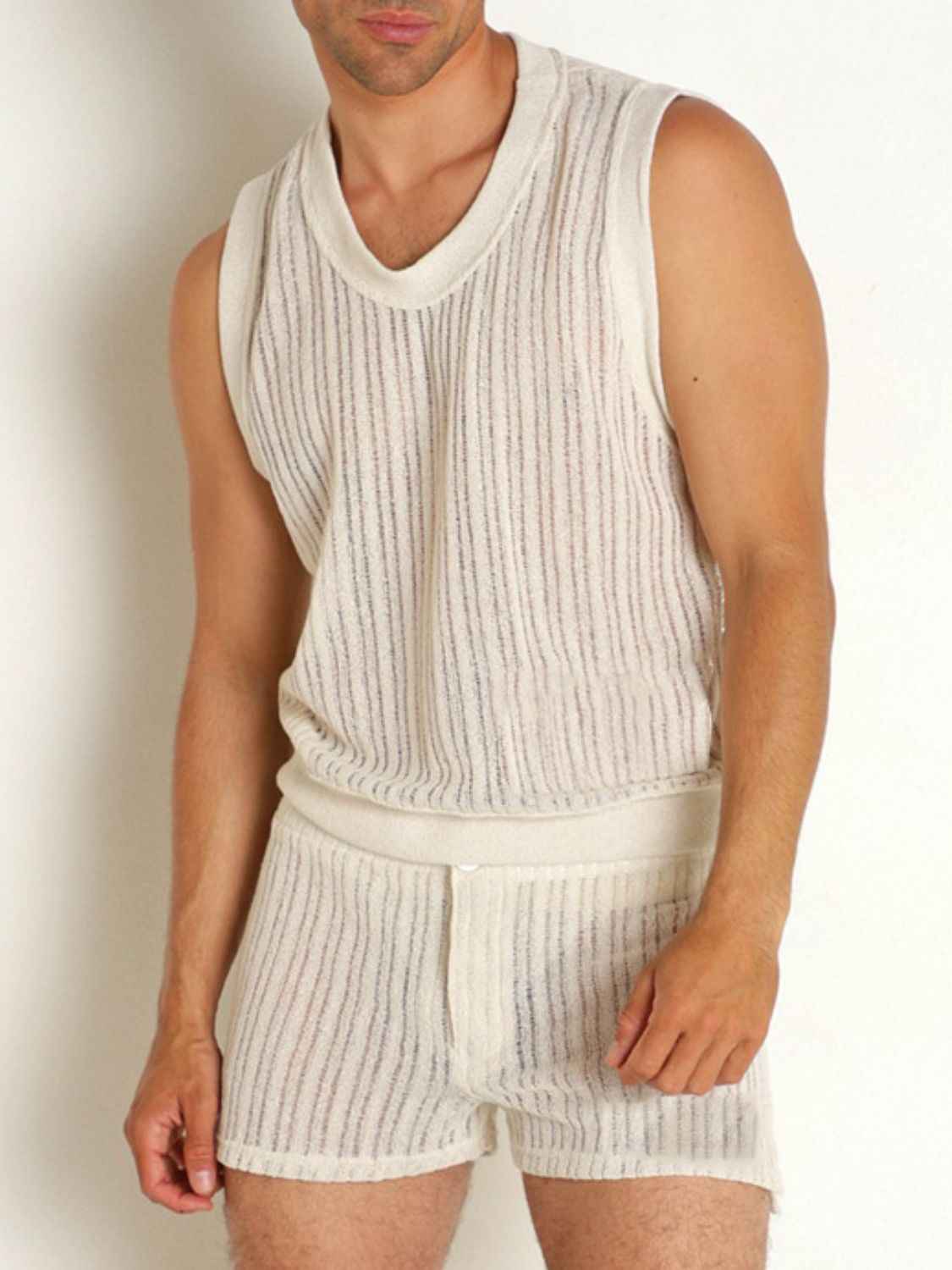 Men's Full Size Round Neck Tank and Shorts Set Plus Size - Damned Threads