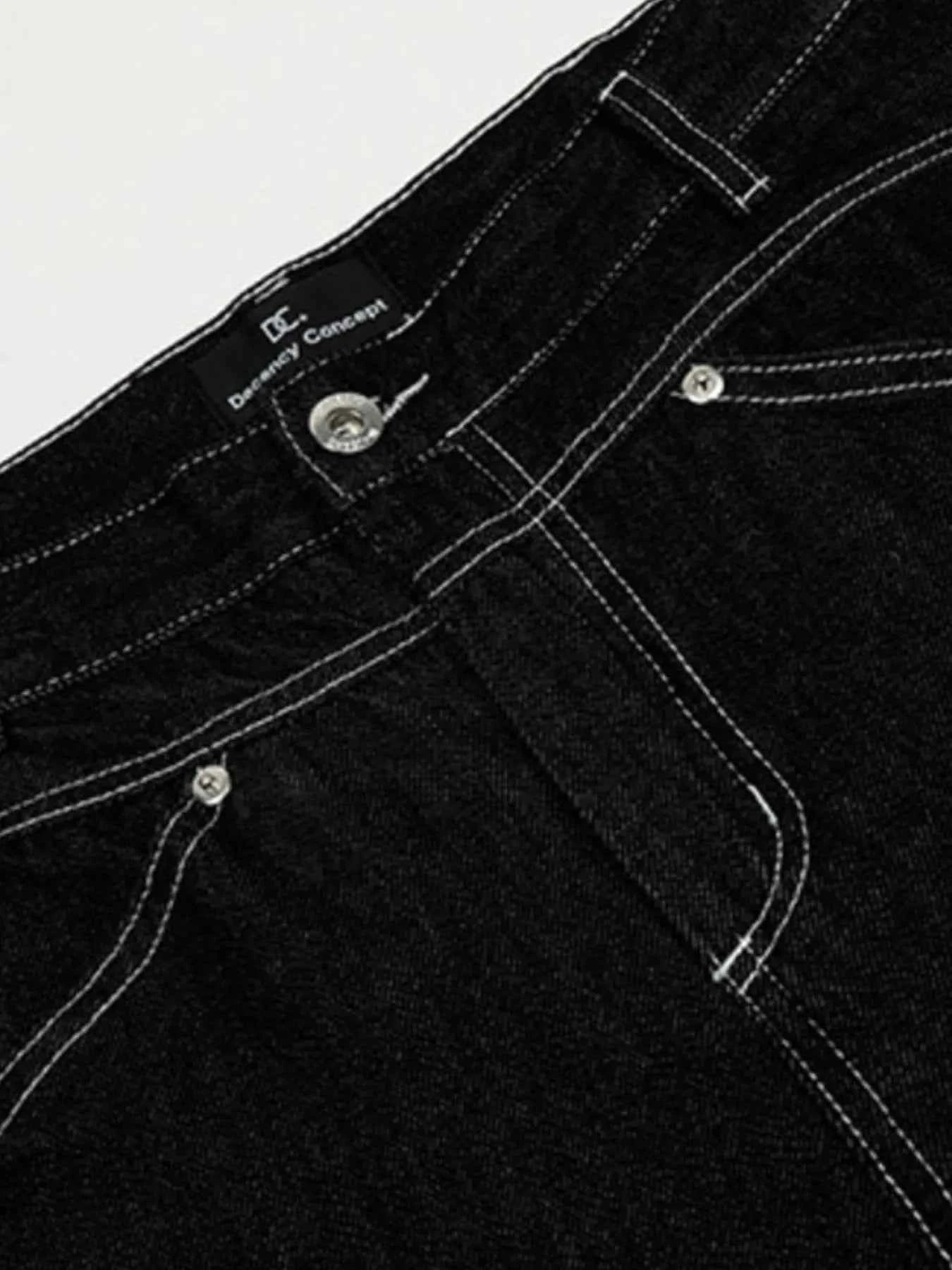 Men's Wide Leg Jeans with Contrast Stitching