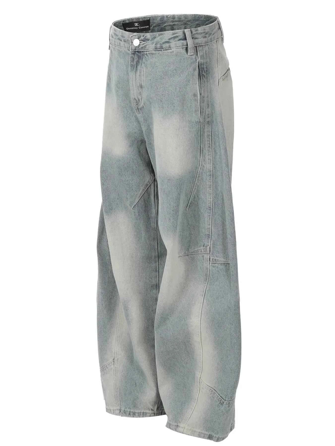 Men's Washed Curved Jeans with Contemporary Fade