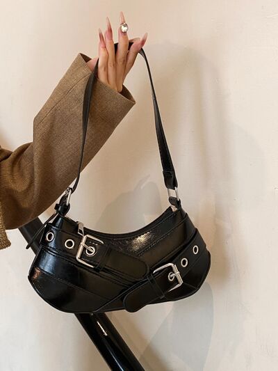 PU Leather Buckle Shoulder Bag - Damned Threads