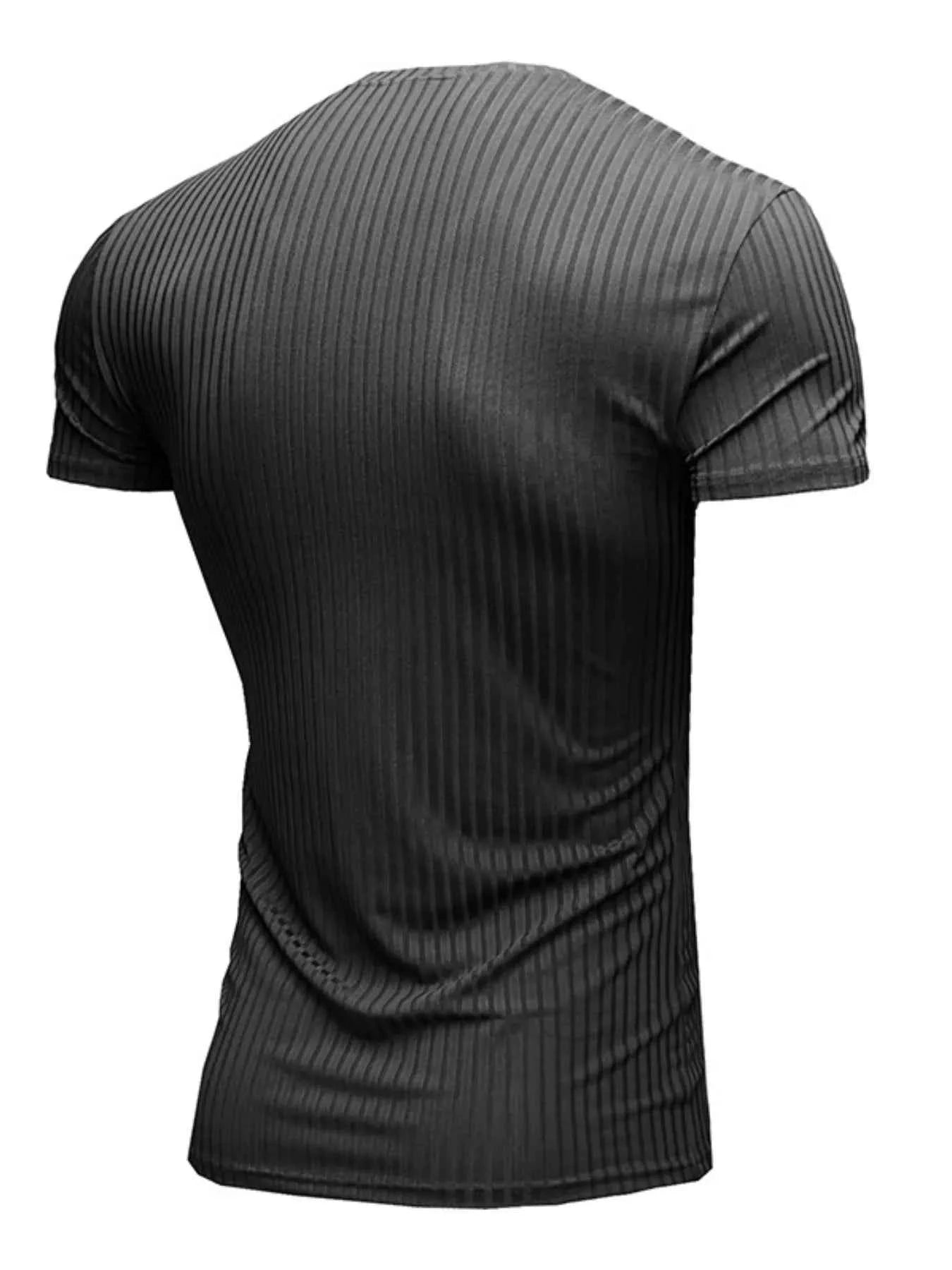 Men's Ribbed Short Sleeve Slim Fit T-Shirt