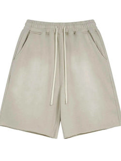 Men's Raw Edge Drawstring Casual Shorts