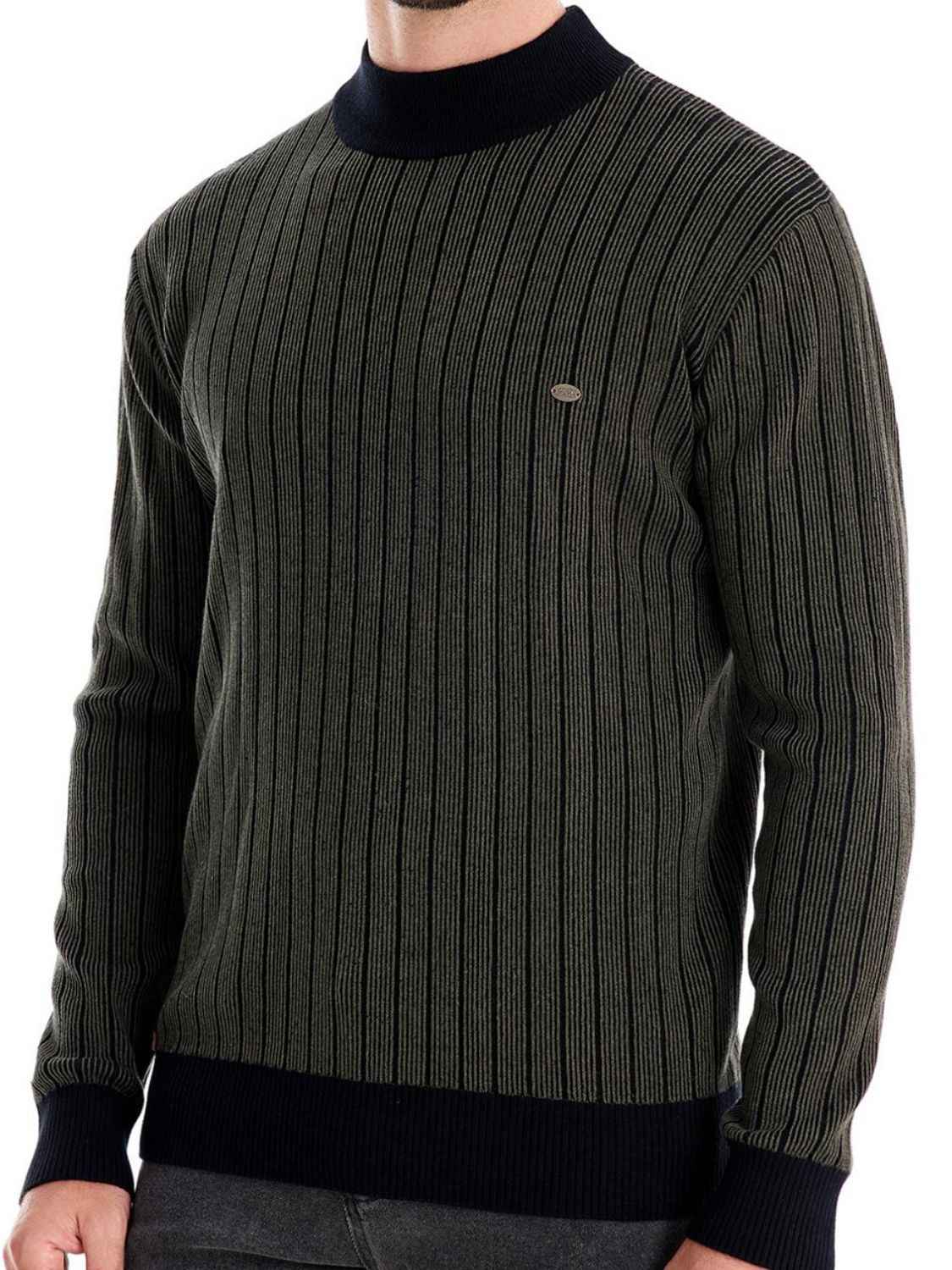 Men's Thick-Neck Contrast Striped Sweater - Damned Threads