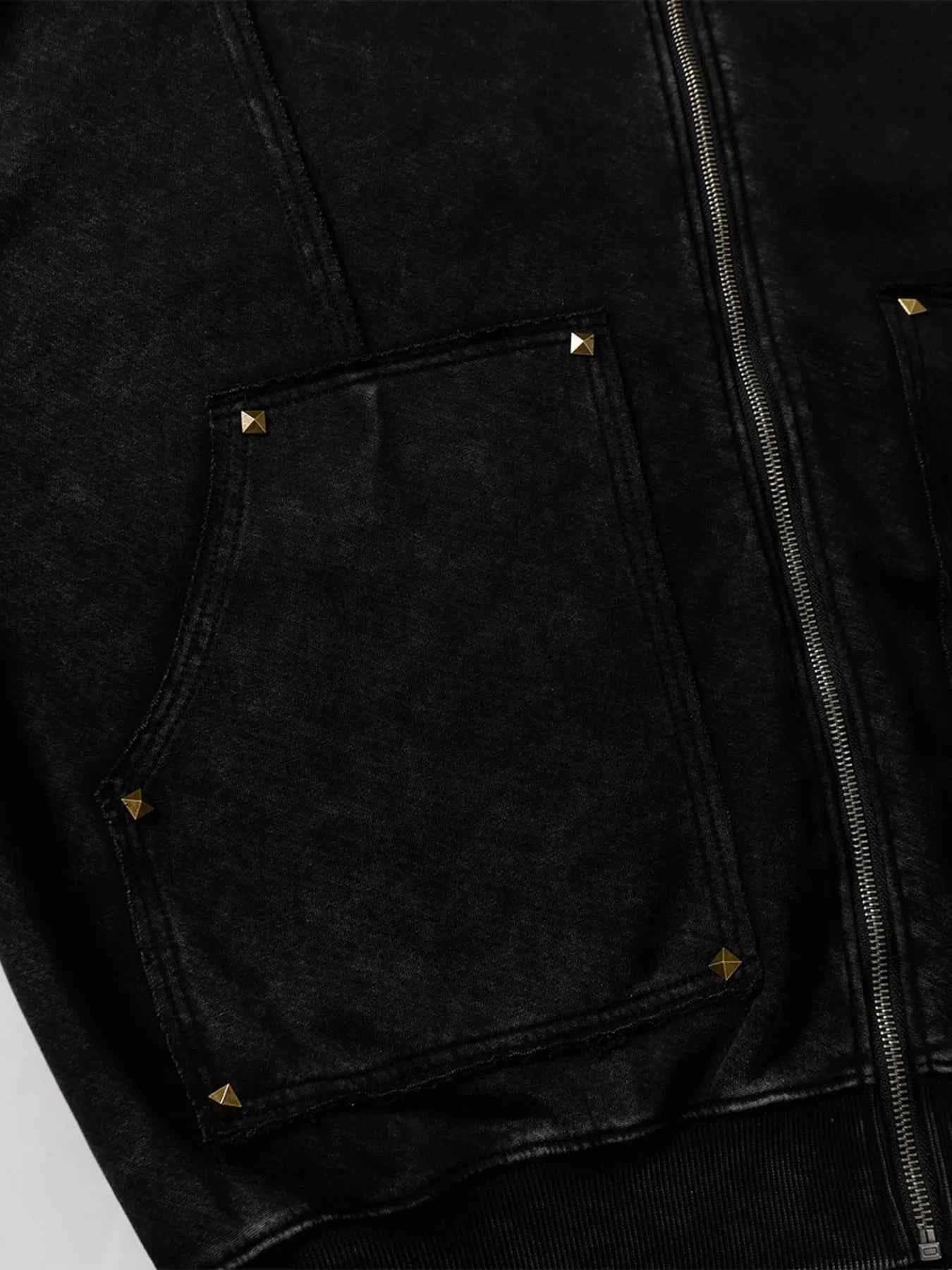 Men's Studded Zip Up Oversized Hoodie