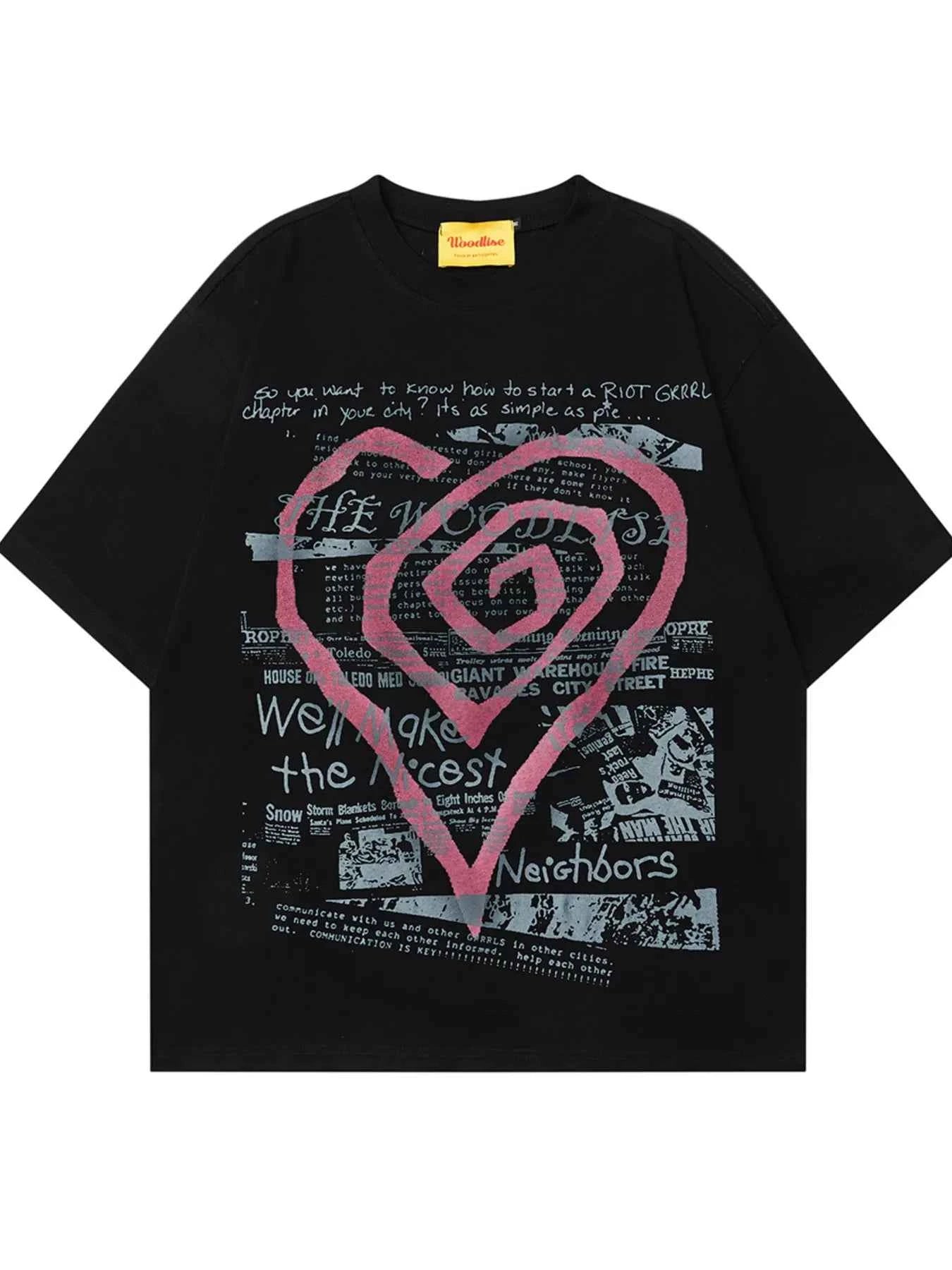 Men's Heart Graphic Round Neck Short Sleeve T-Shirt