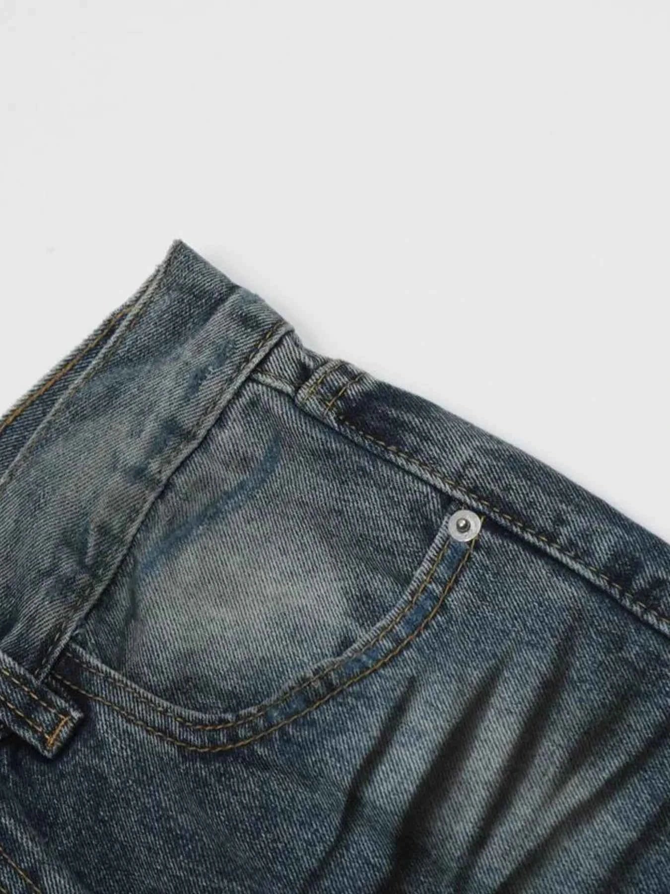 Men's Washed Distressed Wide-Leg Jeans