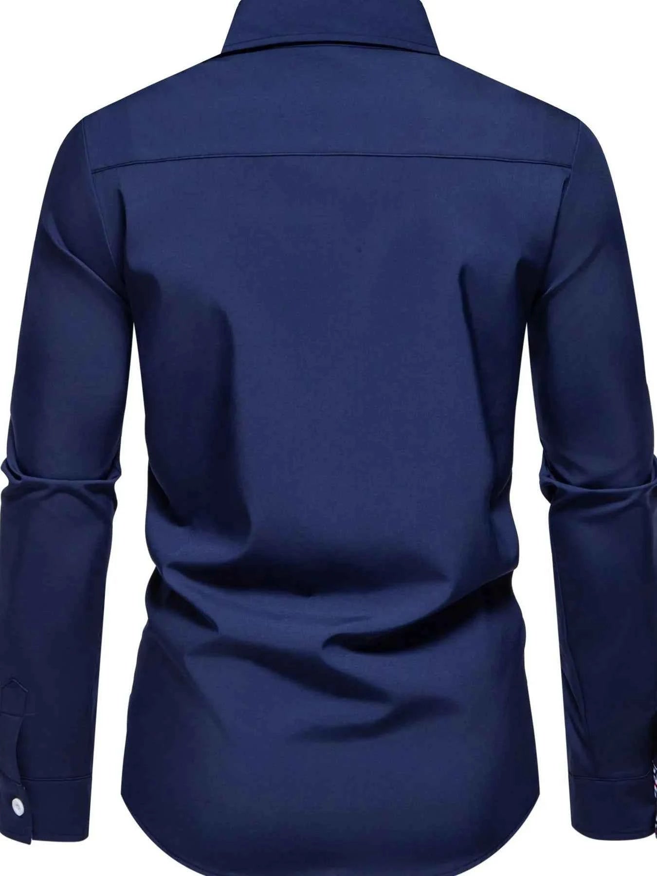 Men's Button-Down Shirt with Checkered Contrast Trim