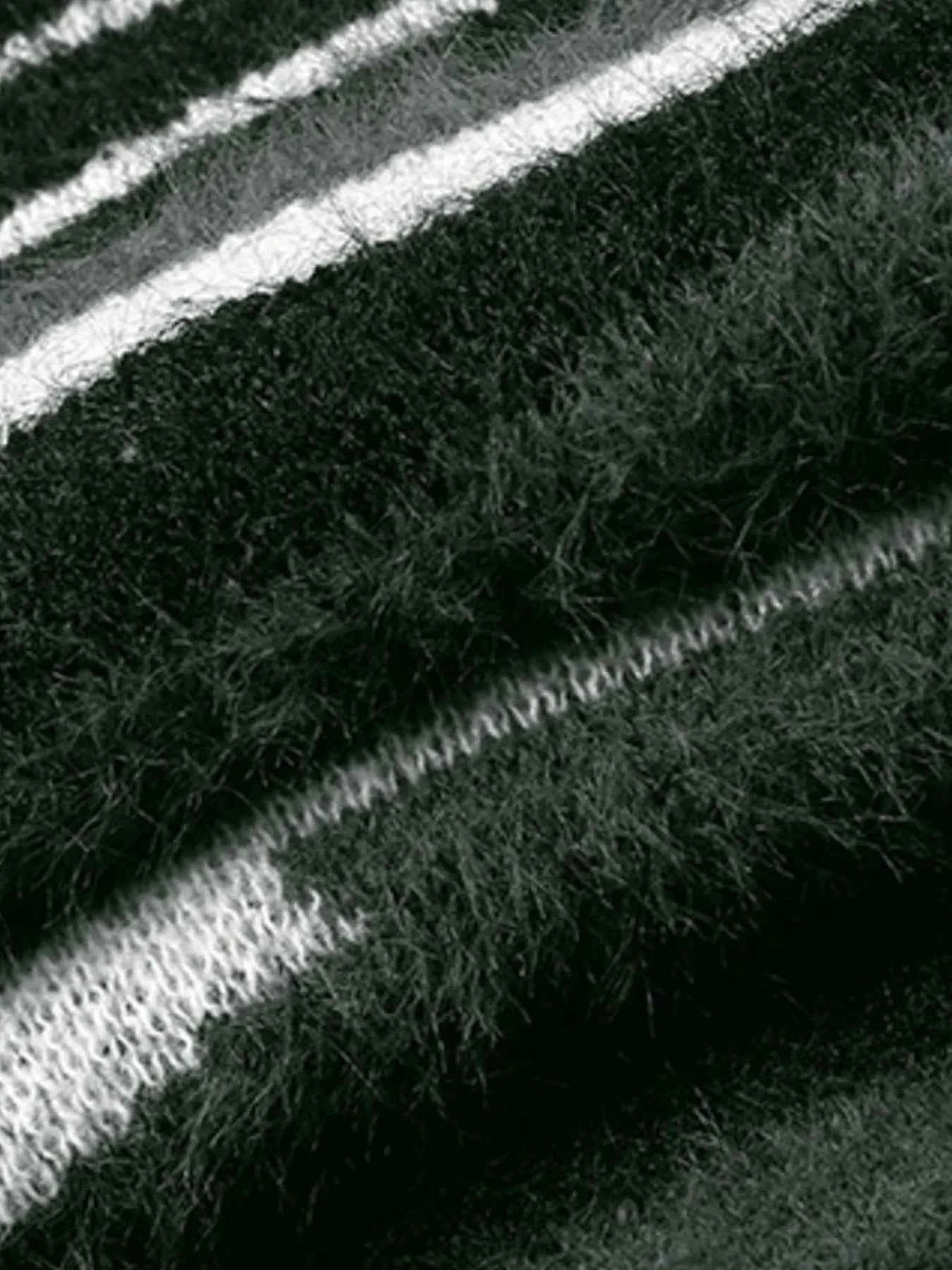 Men's Striped Fuzzy Zip-Up Cardigan