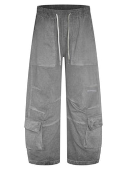 Men's Casual Loose Cargo Pants with Drawstring Waist