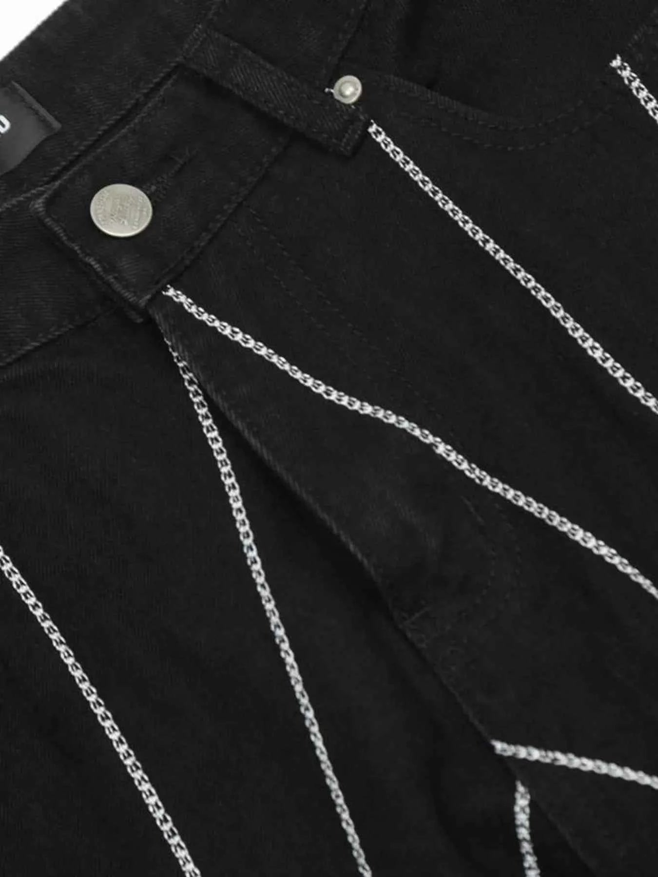 Men's Spider Web Embroidered Flared Jeans