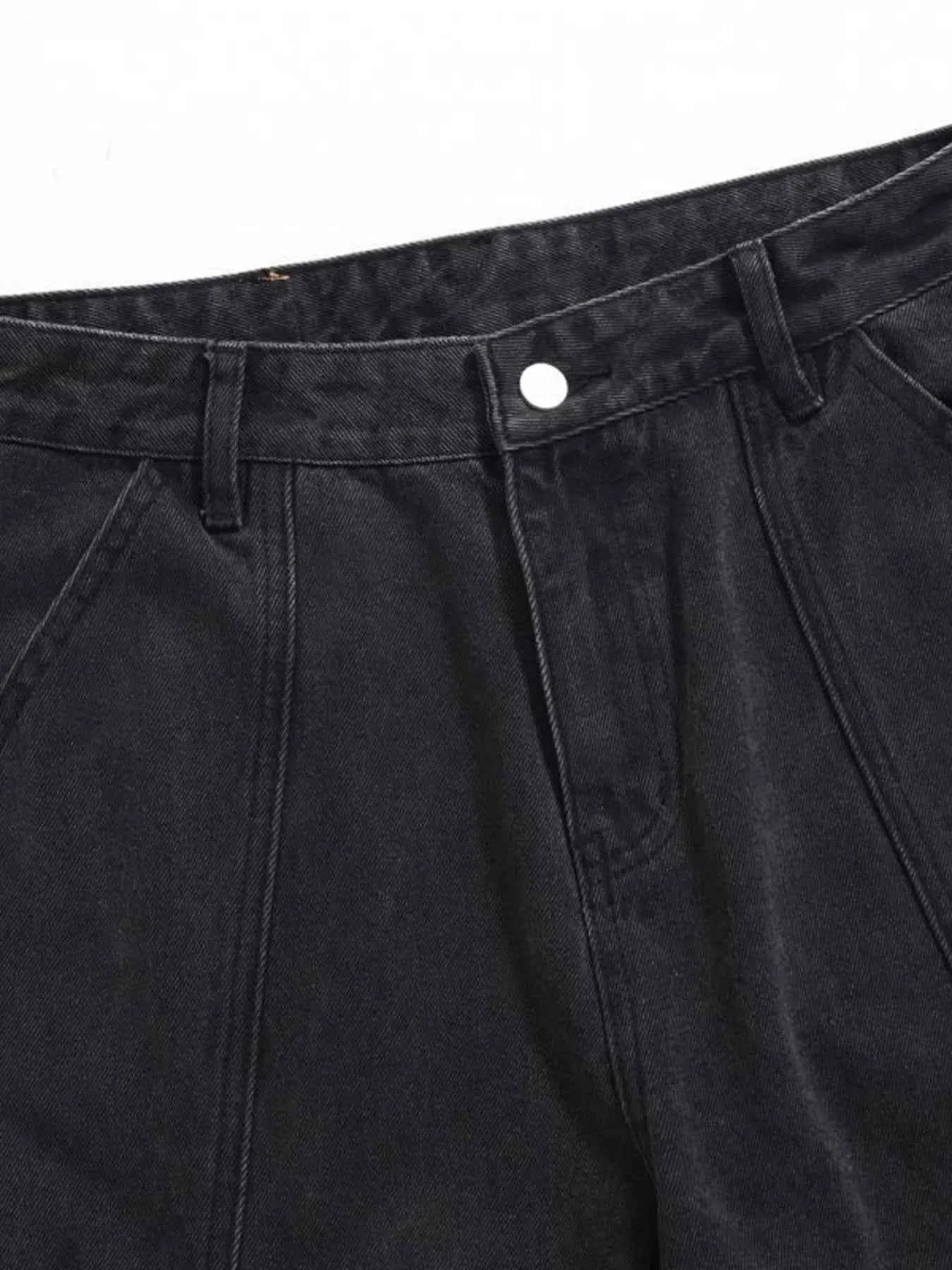 Men's Cargo Wide Leg Jeans with Multiple Pockets