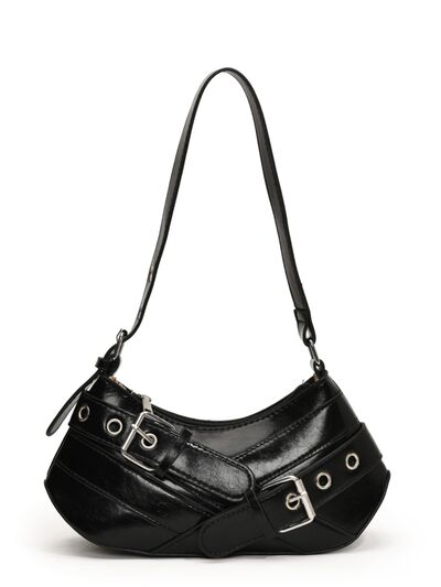 PU Leather Buckle Shoulder Bag - Damned Threads