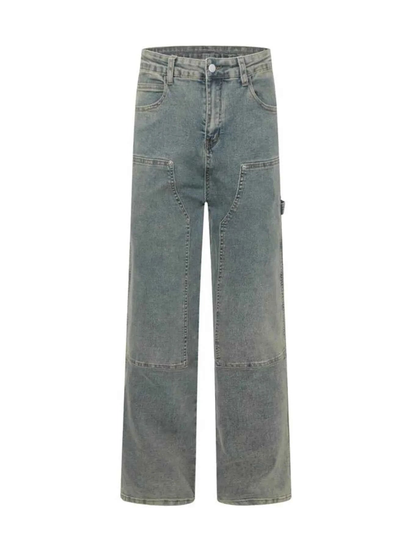 Men's High Waist Straight Leg Cargo Jeans