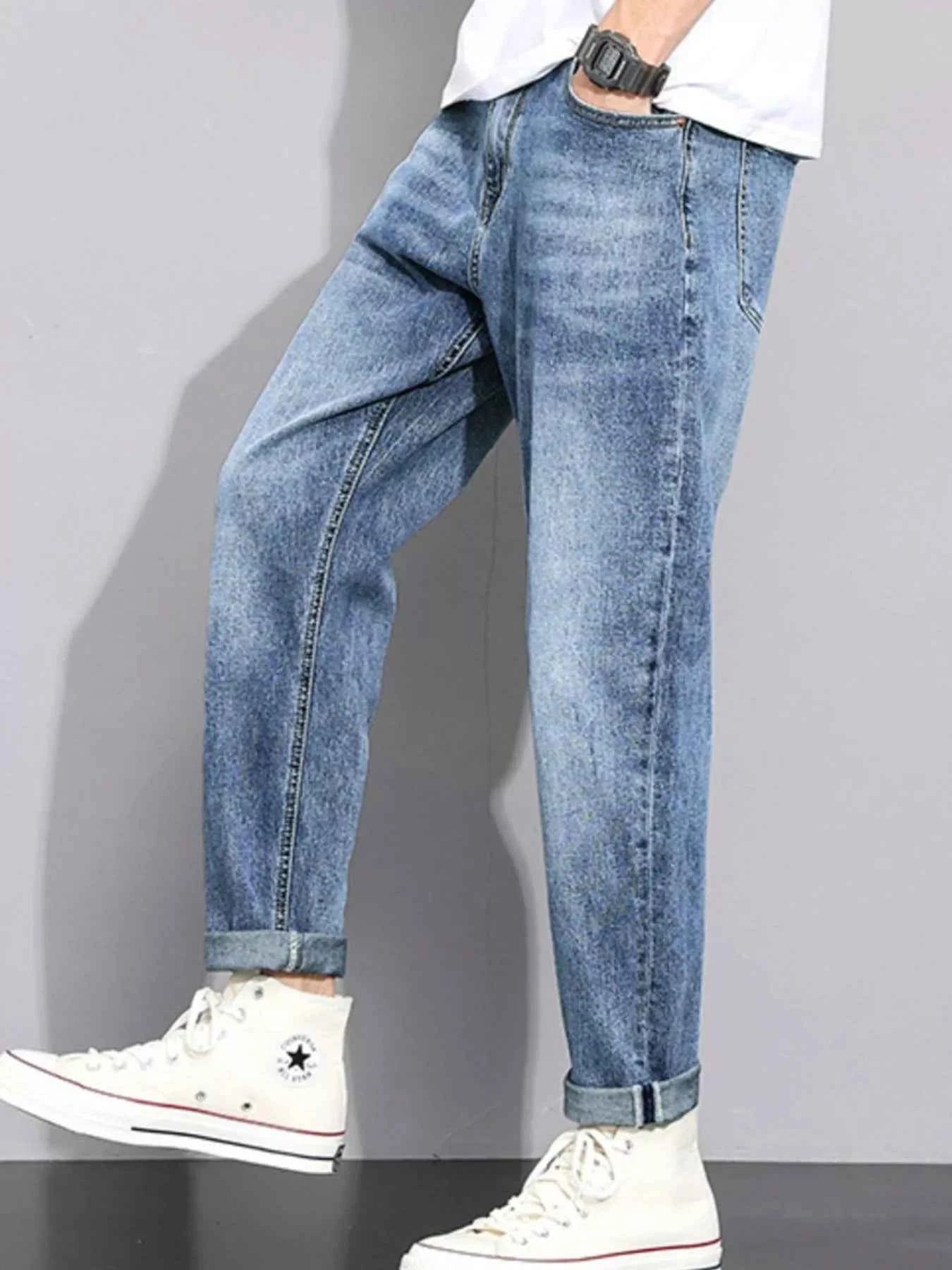 Men's Washed Straight Leg Jeans