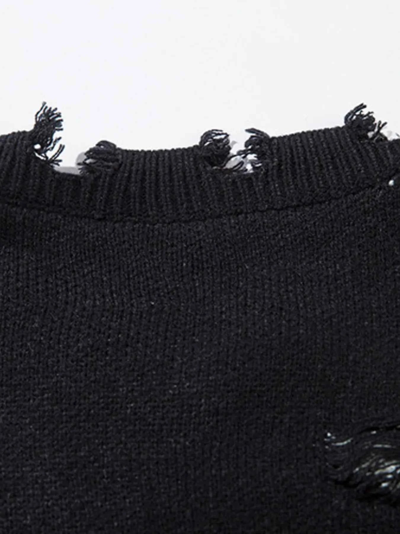 Men's Distressed Chain Detail Oversized Sweater