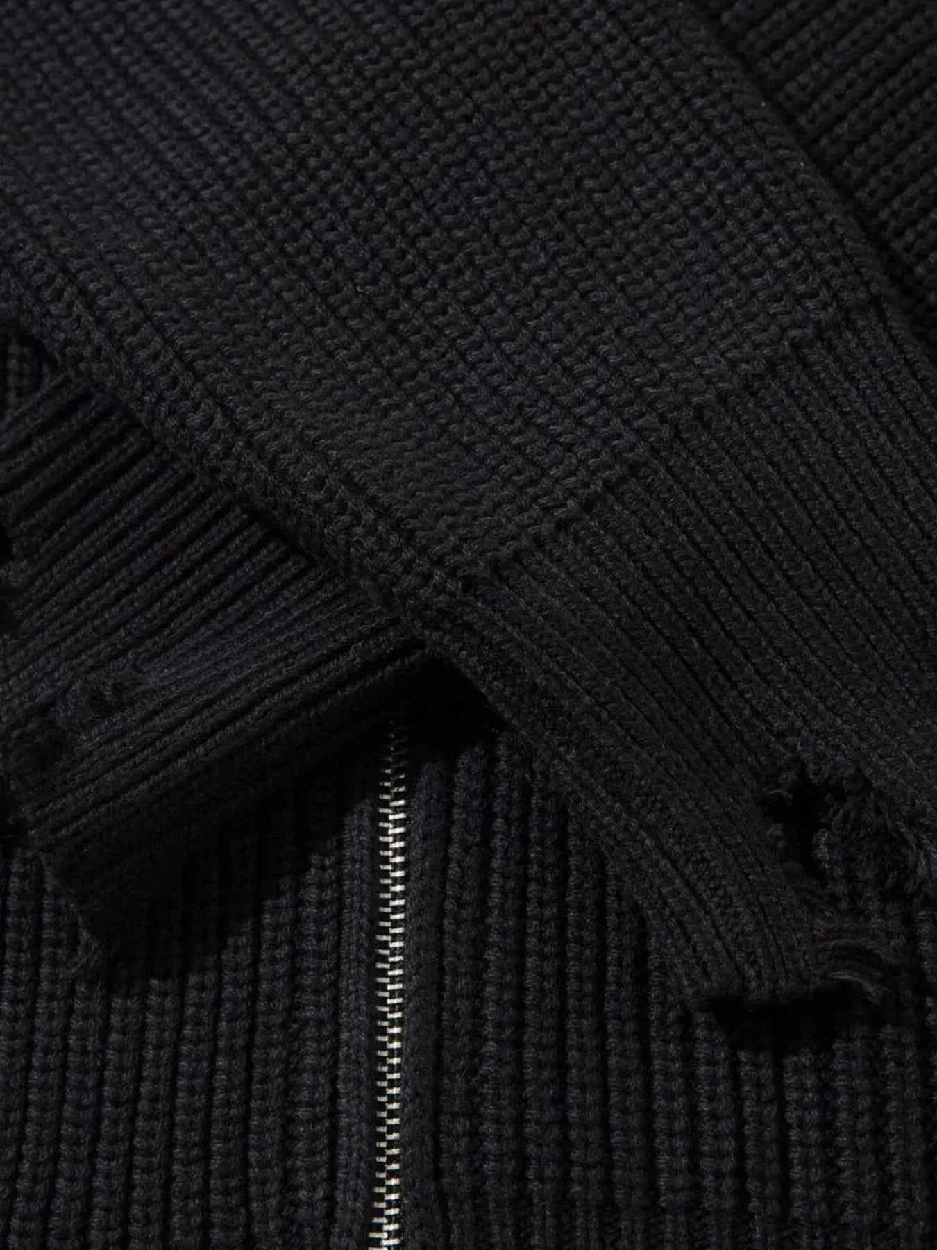 Men's Raw Hem Zip Up Cardigan