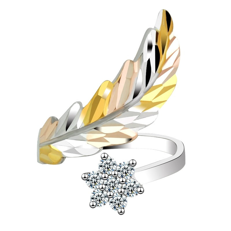 18K Gold Feather & Flower Luxury Ring - Damned Threads