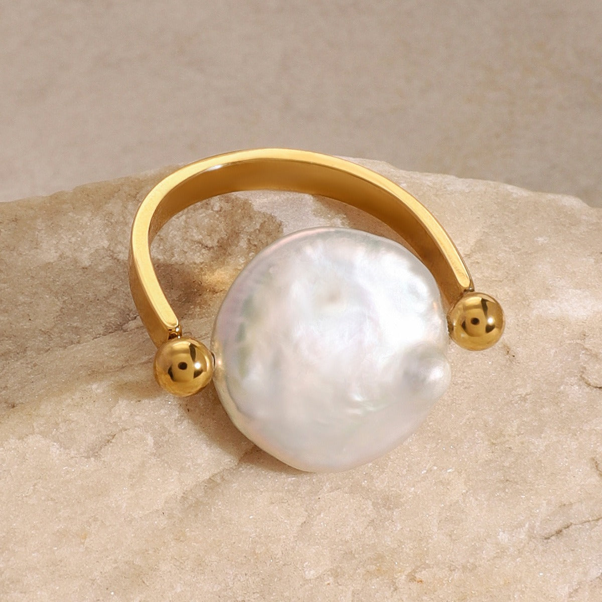 18K Gold Button Pearl Lux Ring - Damned Threads