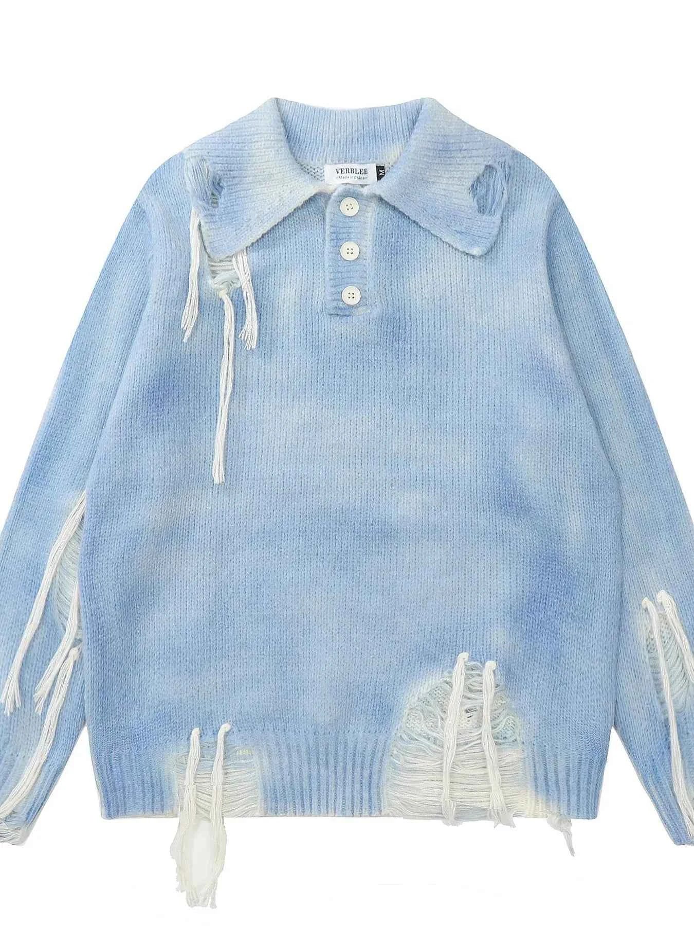 Men's Distressed Fringe Detail Sweater