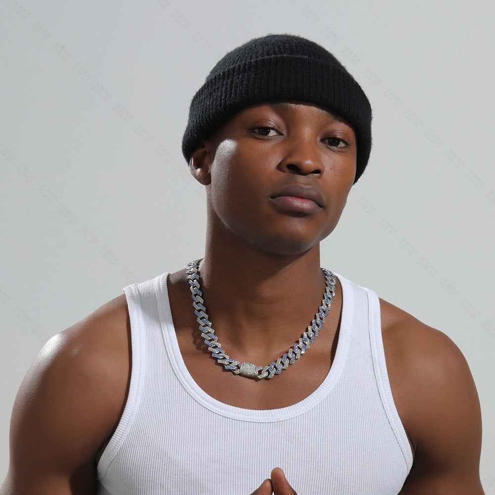 Cuban Chain With Diamond-Studded Design Necklace & Bracelet Set - Damned Threads