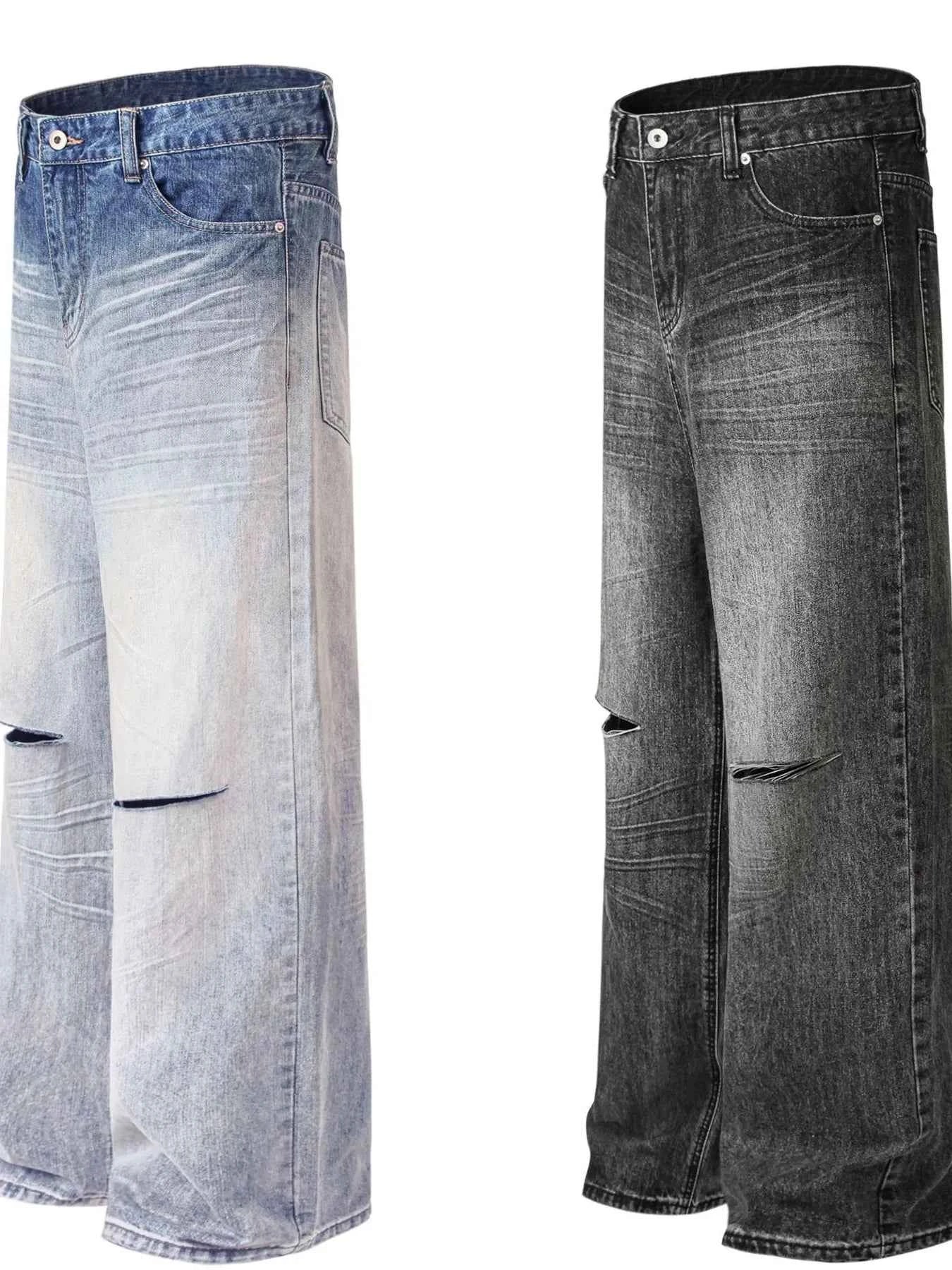 Men's Distressed Wide Leg Jeans