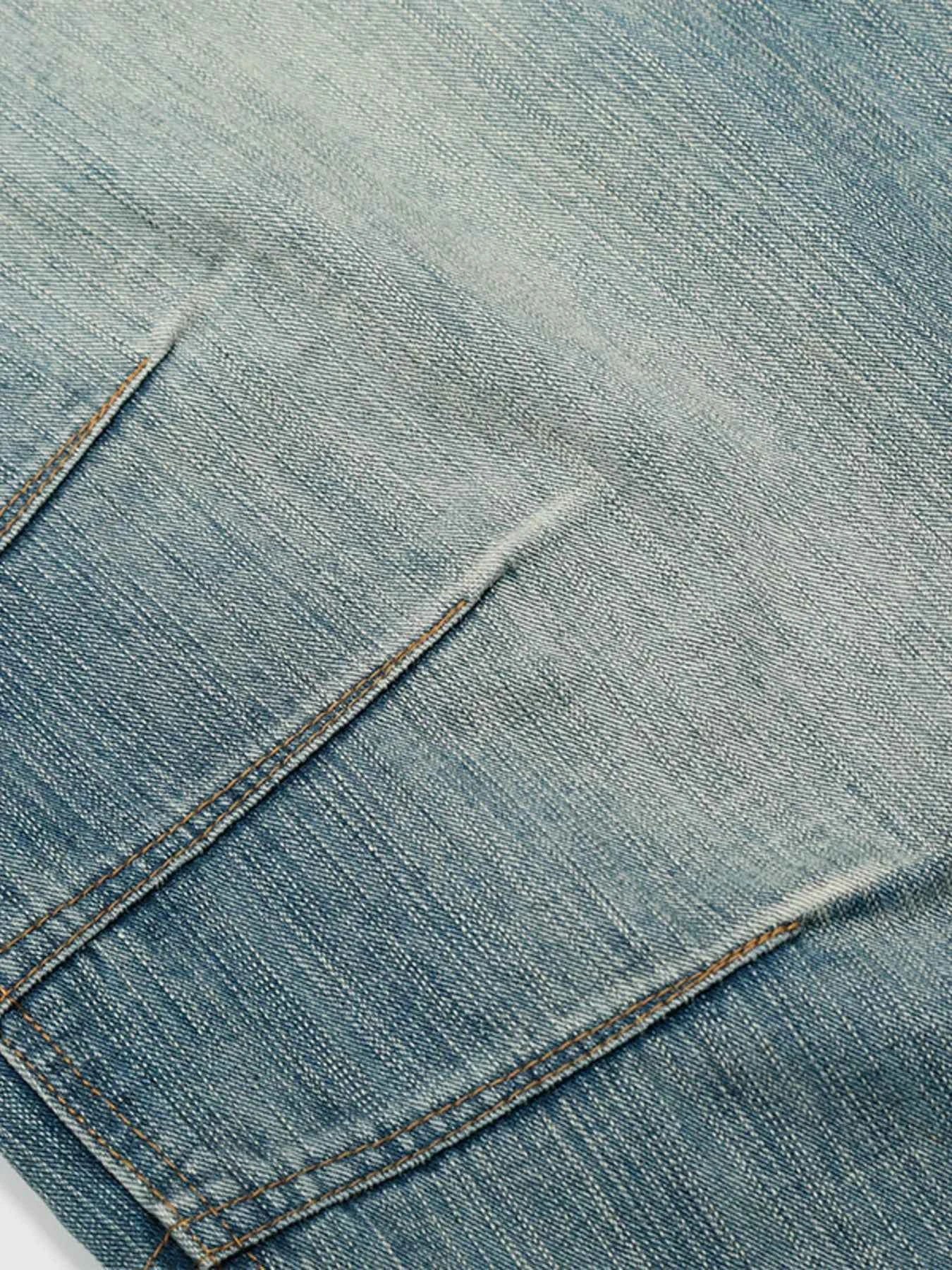 Men's High Waist Washed Curved Jeans