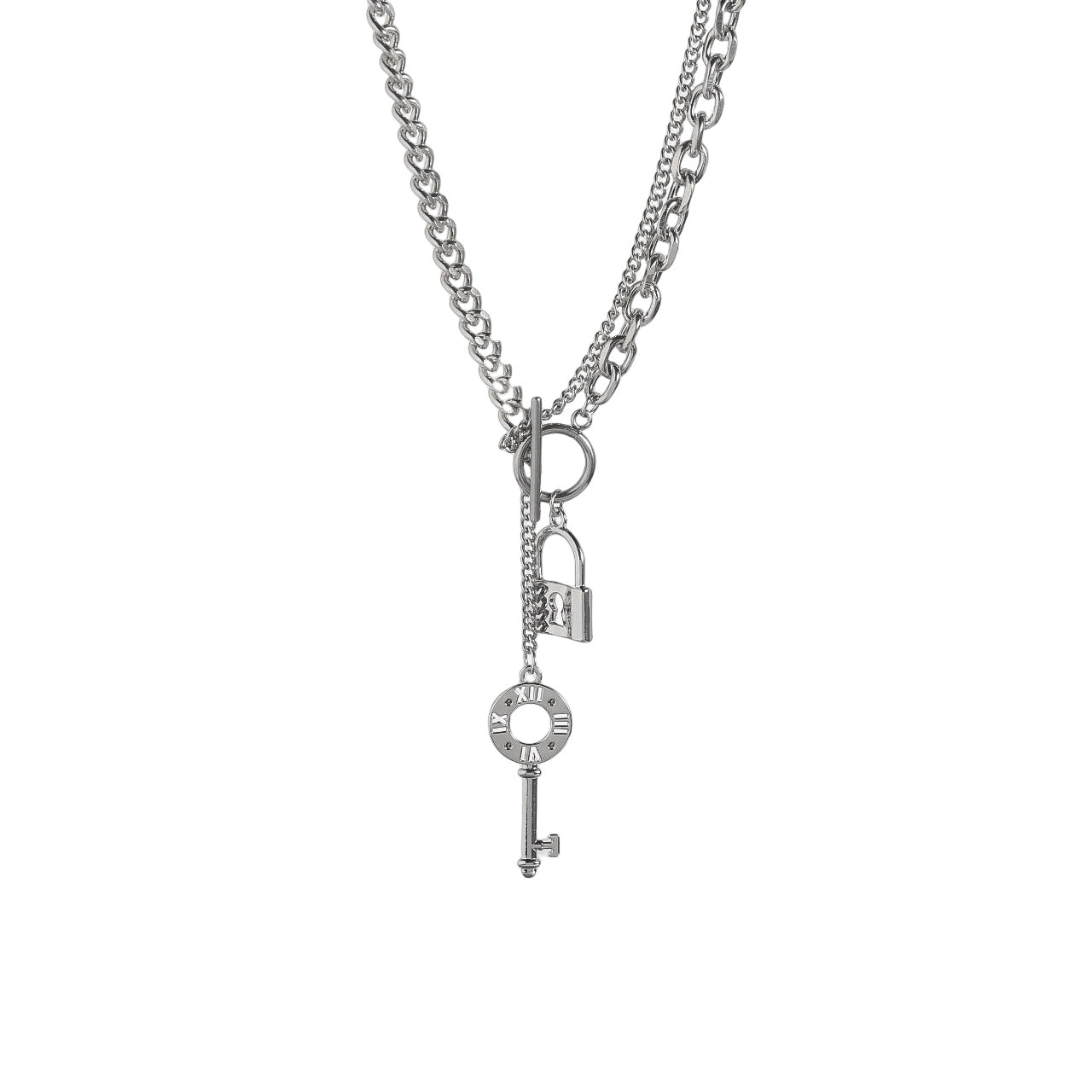 Key & Lock Pendant Necklace With OT Clasp - Damned Threads