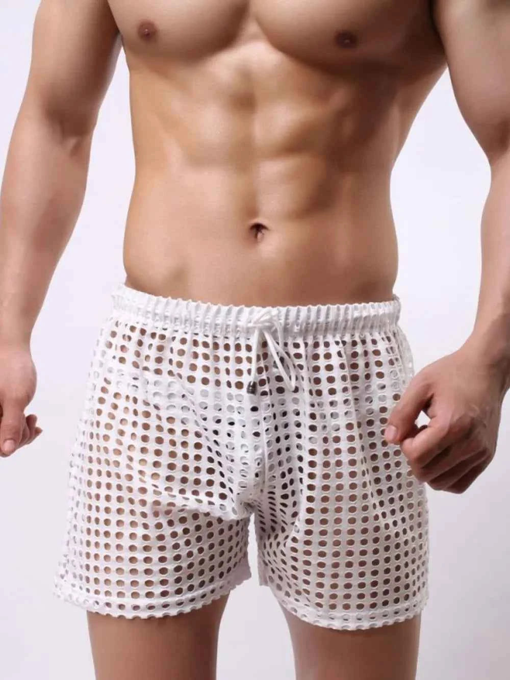 Men's Openwork Drawstring Shorts