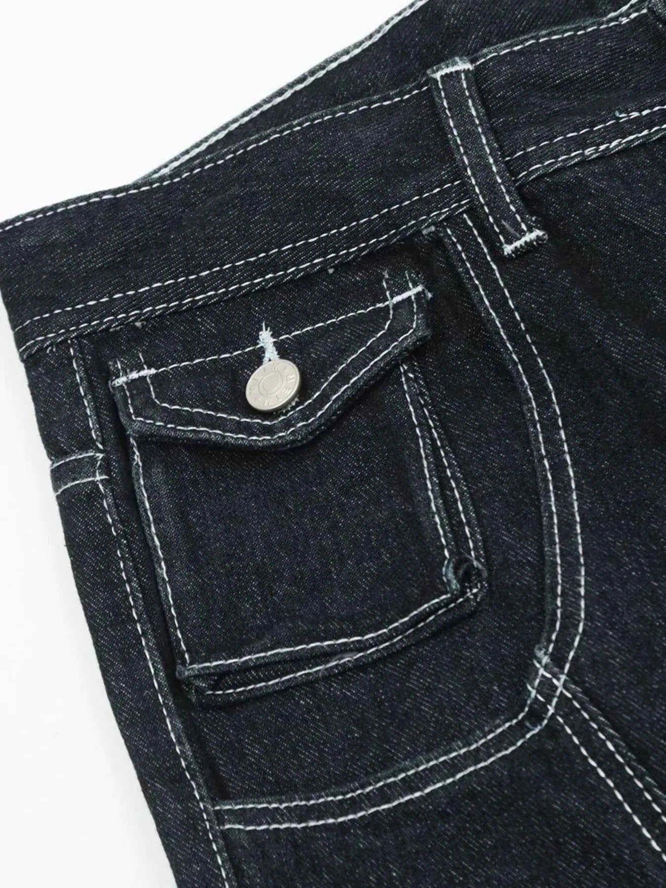 Men's Cargo Straight Jeans with Contrast Stitching