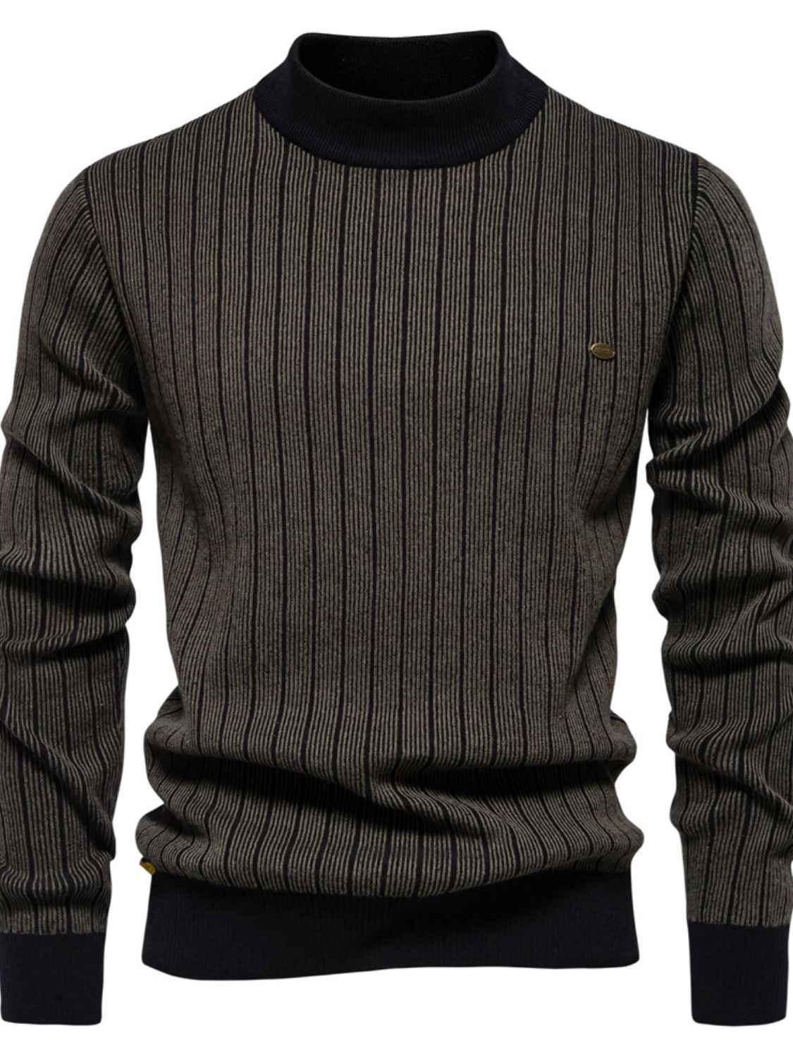 Men's Thick-Neck Contrast Striped Sweater - Damned Threads