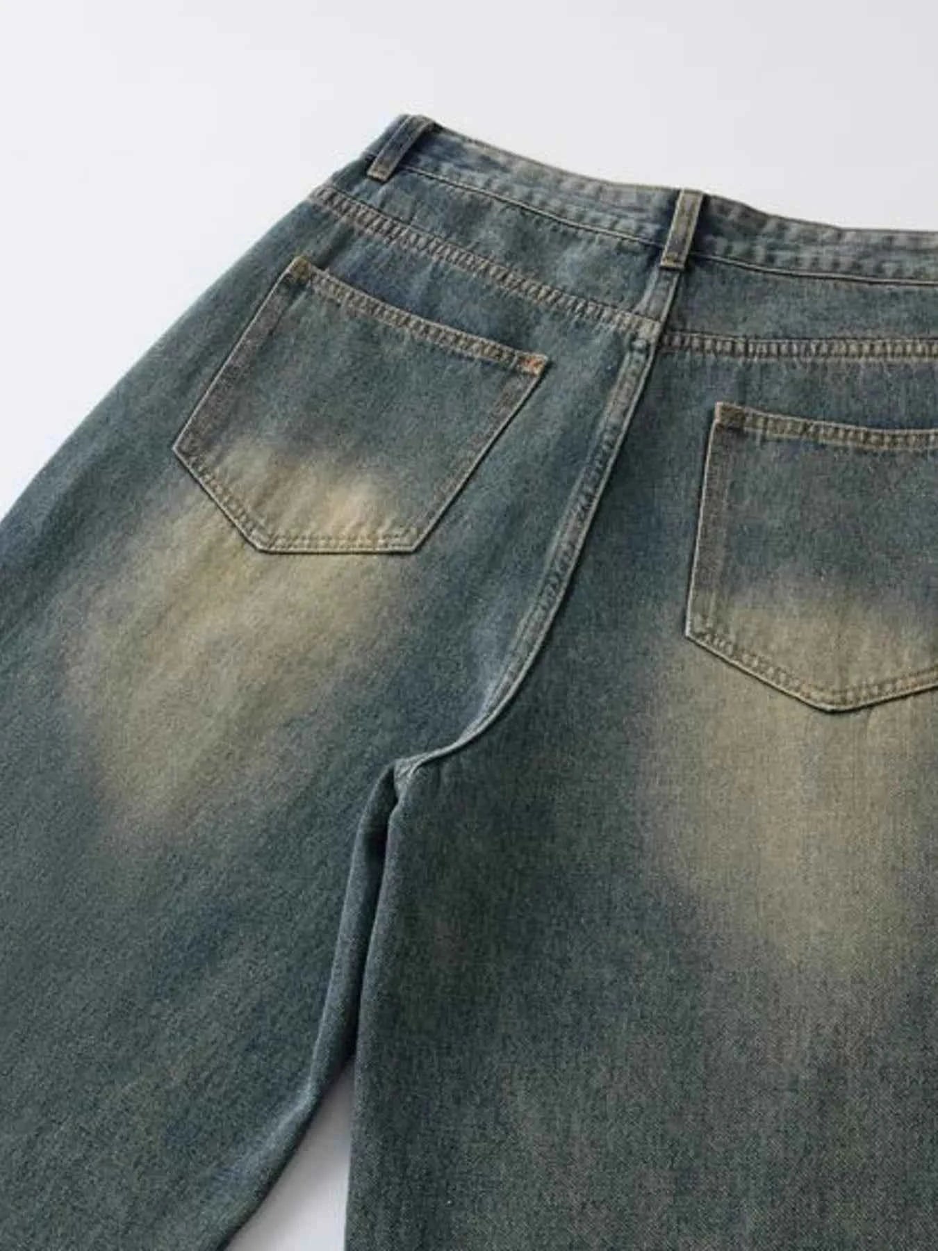 Men's Full Size Washed Cargo Wide Leg Jeans Plus Size