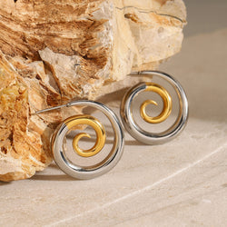 18K Gold Spiral Earrings Gold & Silver - Damned Threads
