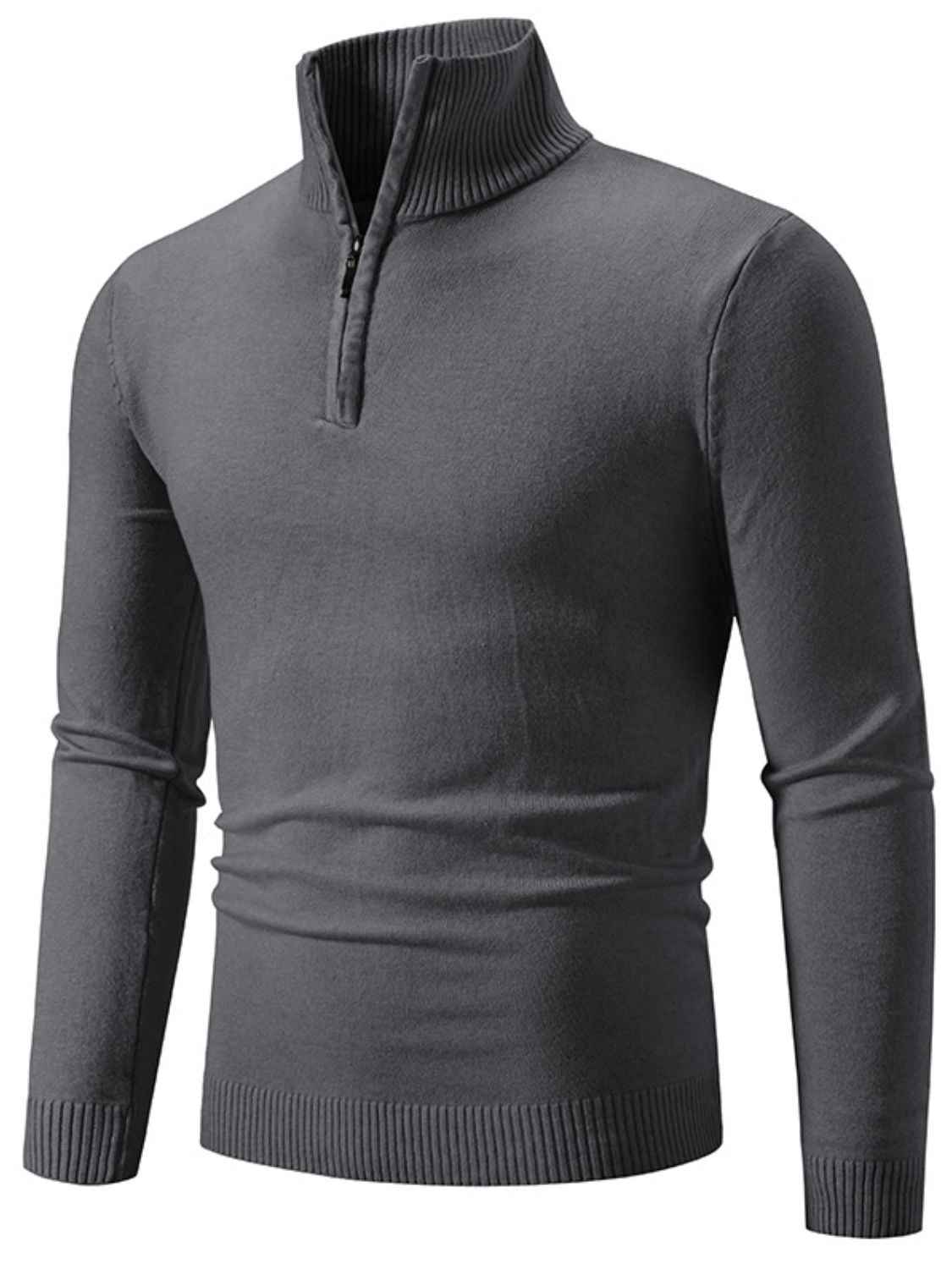 Men's Plus Size Quarter Zip Long Sleeve Knit Top - Damned Threads
