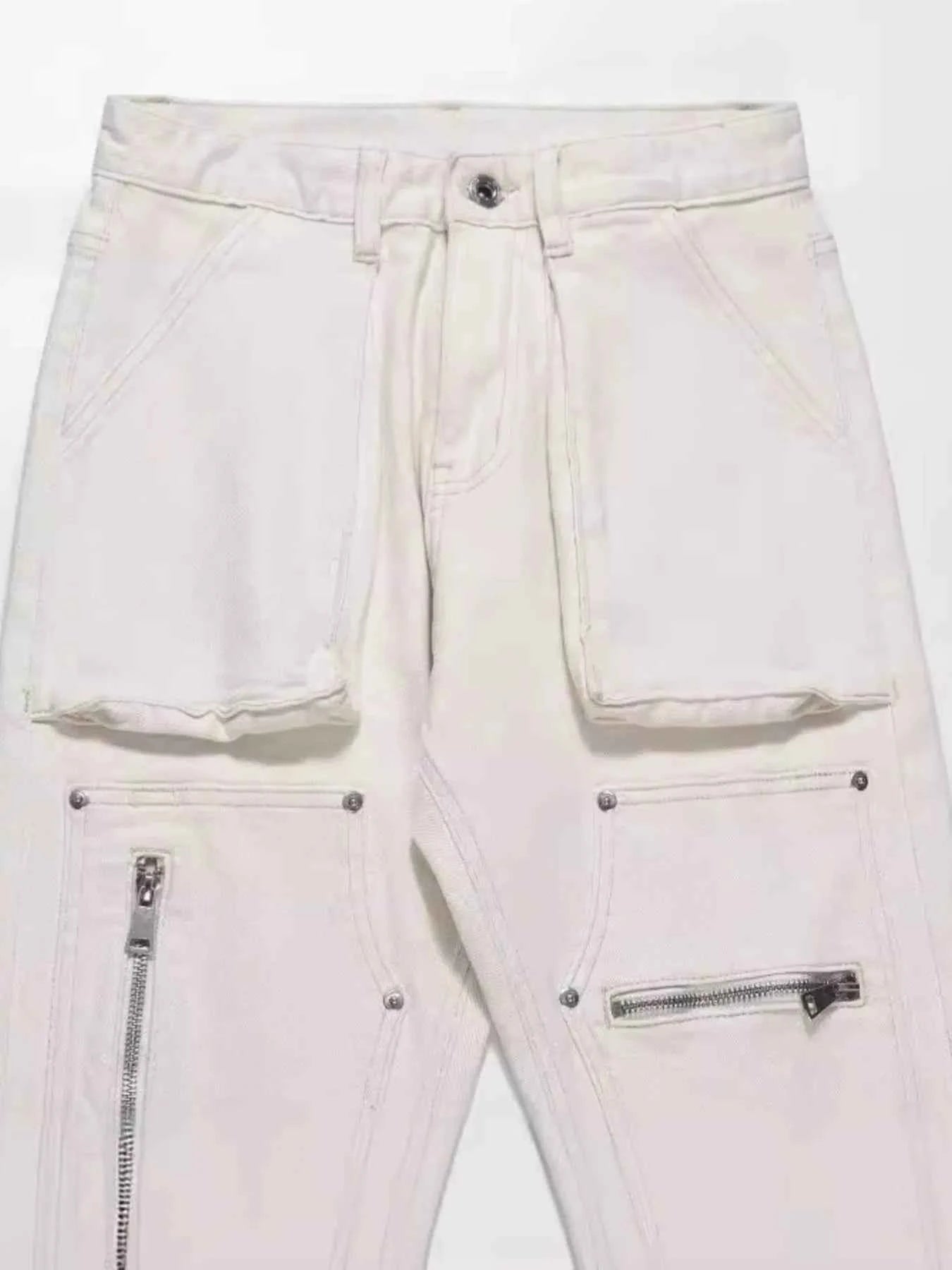 Men's Multi-Pocket Pants with Zipper Details