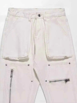 Men's Multi-Pocket Pants with Zipper Details