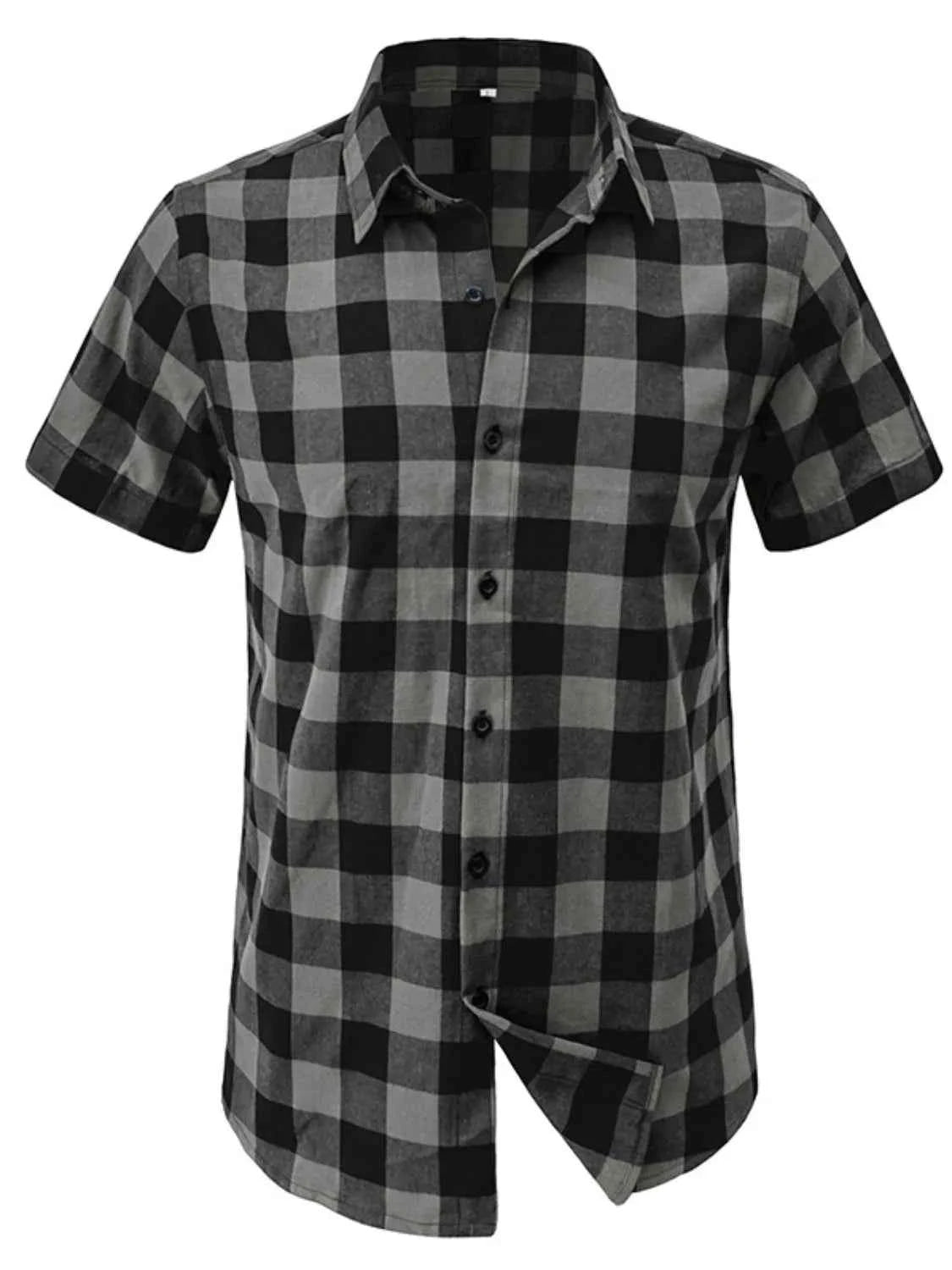 Men's Plaid Button Up Short Sleeve Shirt