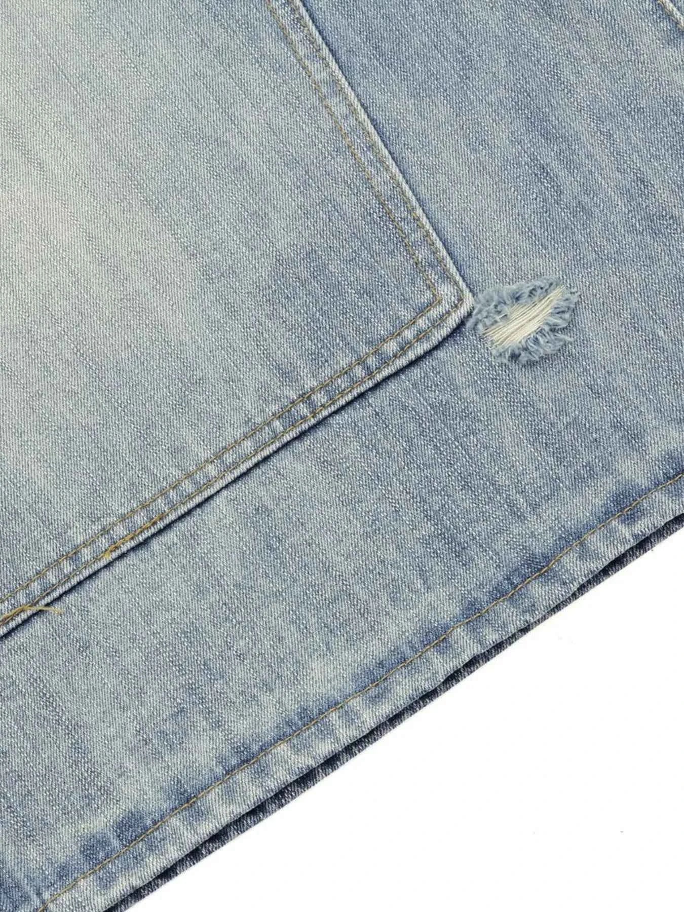 Men's Washed Wide Leg Cropped Jeans