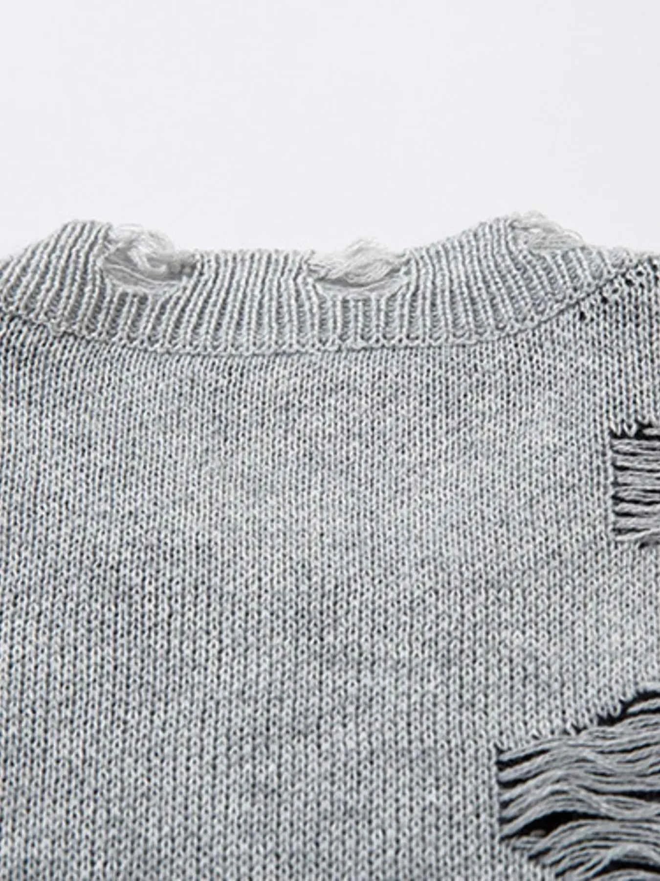 Men's Distressed Chain Detail Oversized Sweater