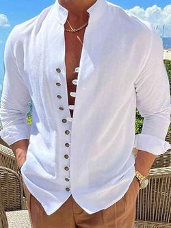 Men's Full Size Button Front Long Sleeve Shirt Plus Size - Damned Threads
