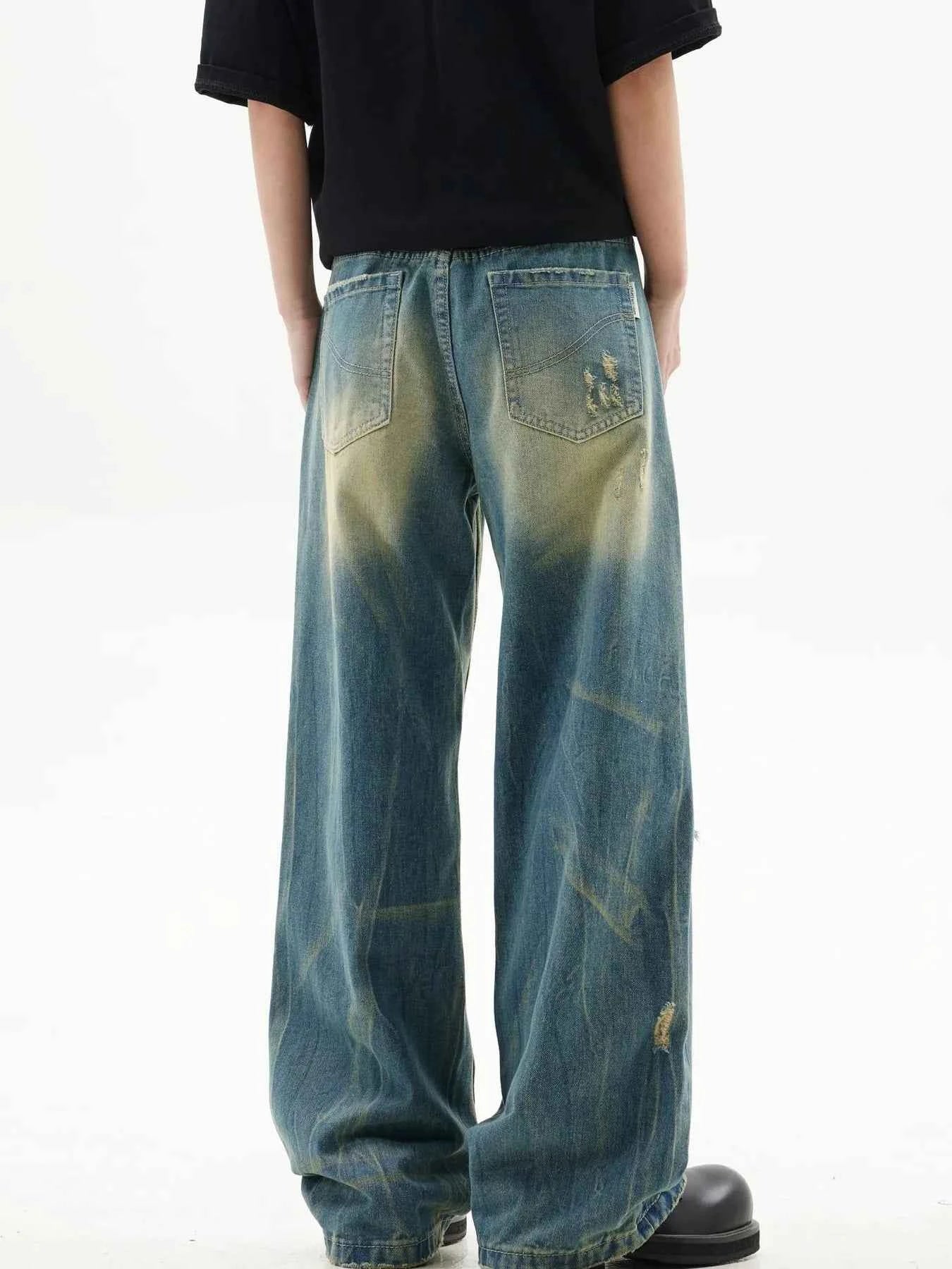 Men's Distressed Wide Leg Jeans