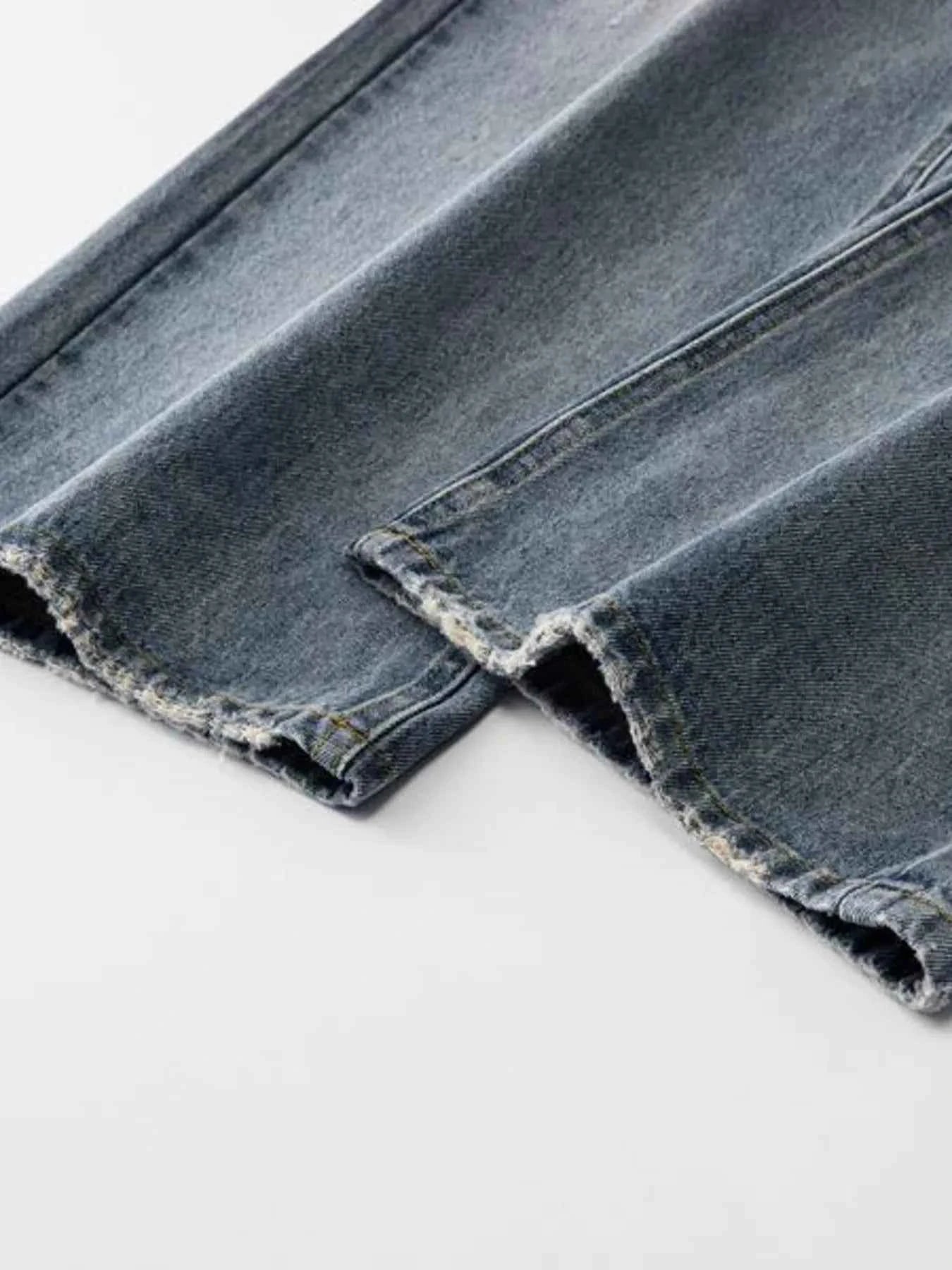 Men's Full Size Wash Wide Leg Jeans Plus Size