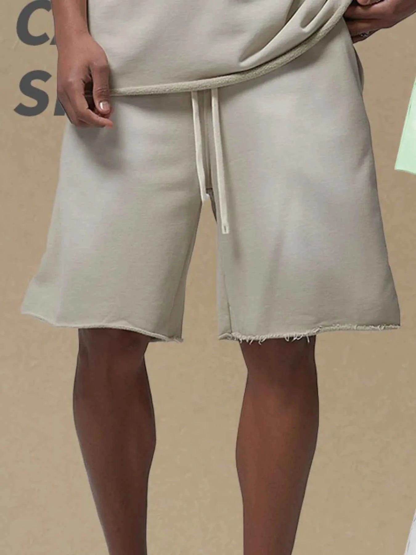 Men's Raw Edge Drawstring Casual Shorts
