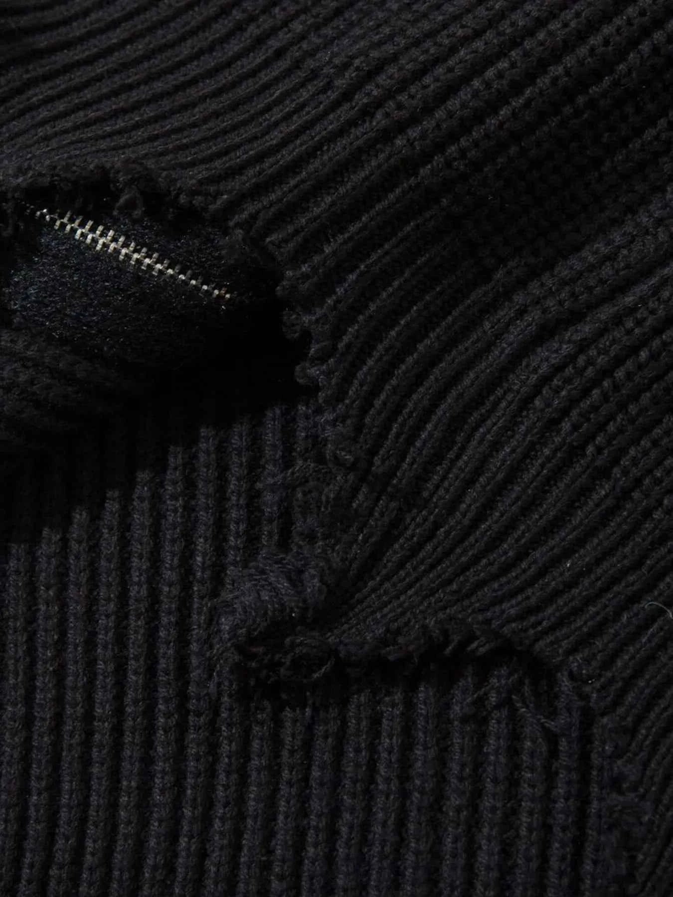 Men's Raw Hem Zip Up Cardigan