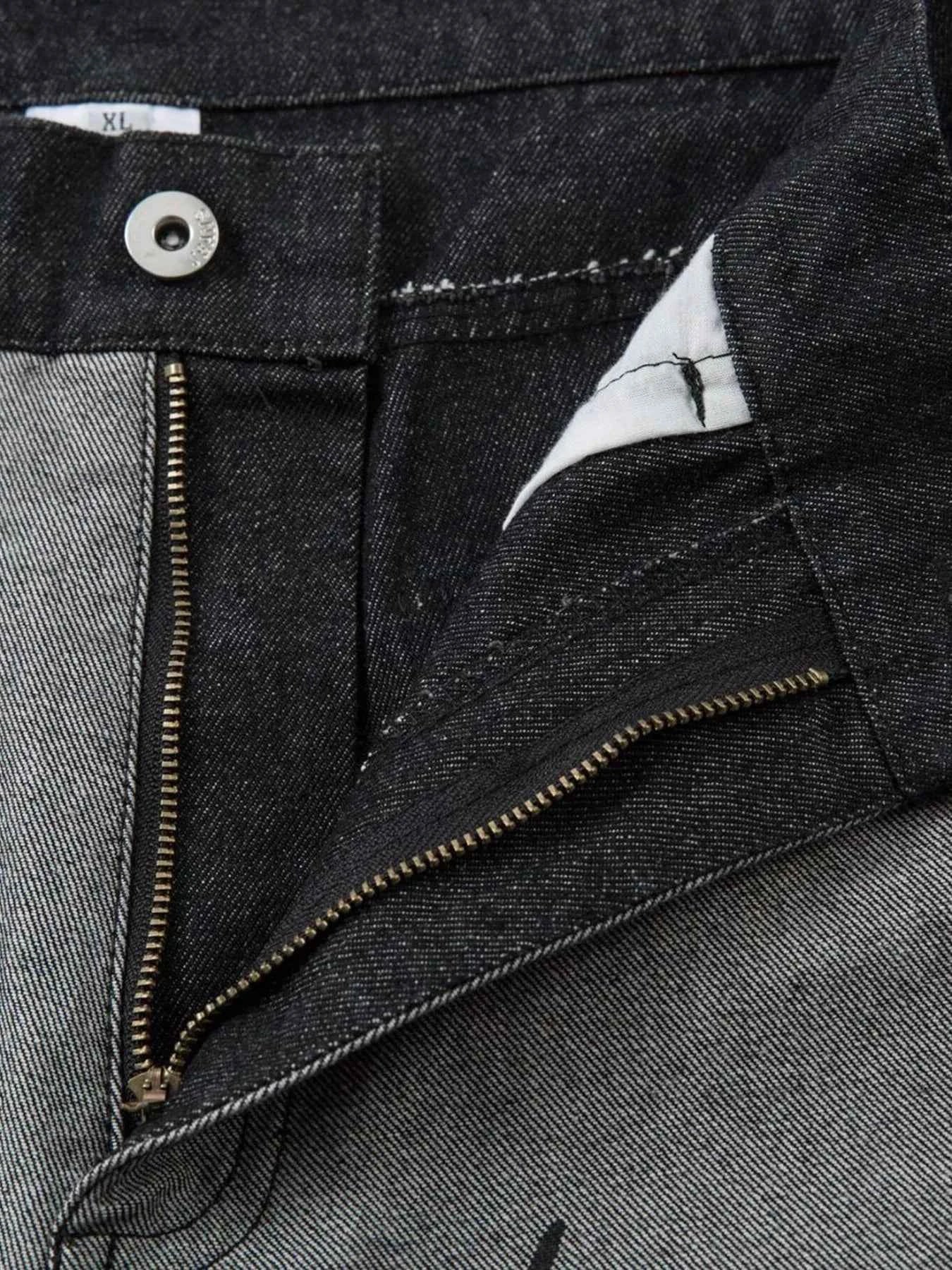 Men's Lightning Pattern Wide Leg Jeans